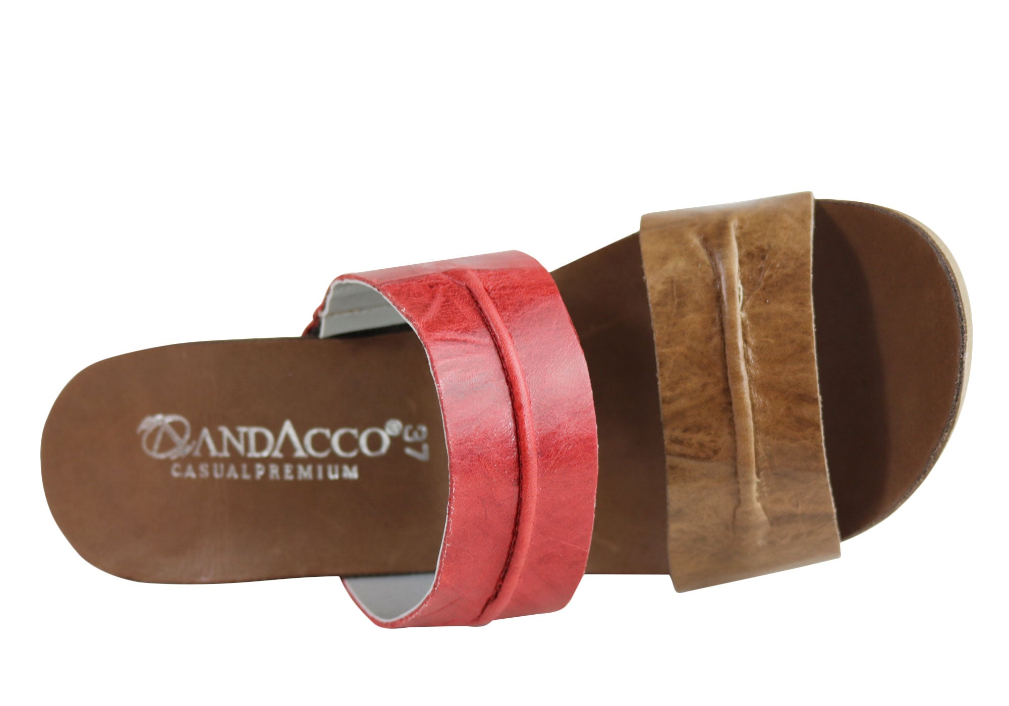 Andacco Vincenza Women's Leather Mid Heel Sandals Slides - Comfortable Brazilian Made Shoes for Casual Outings & Summer Weddings