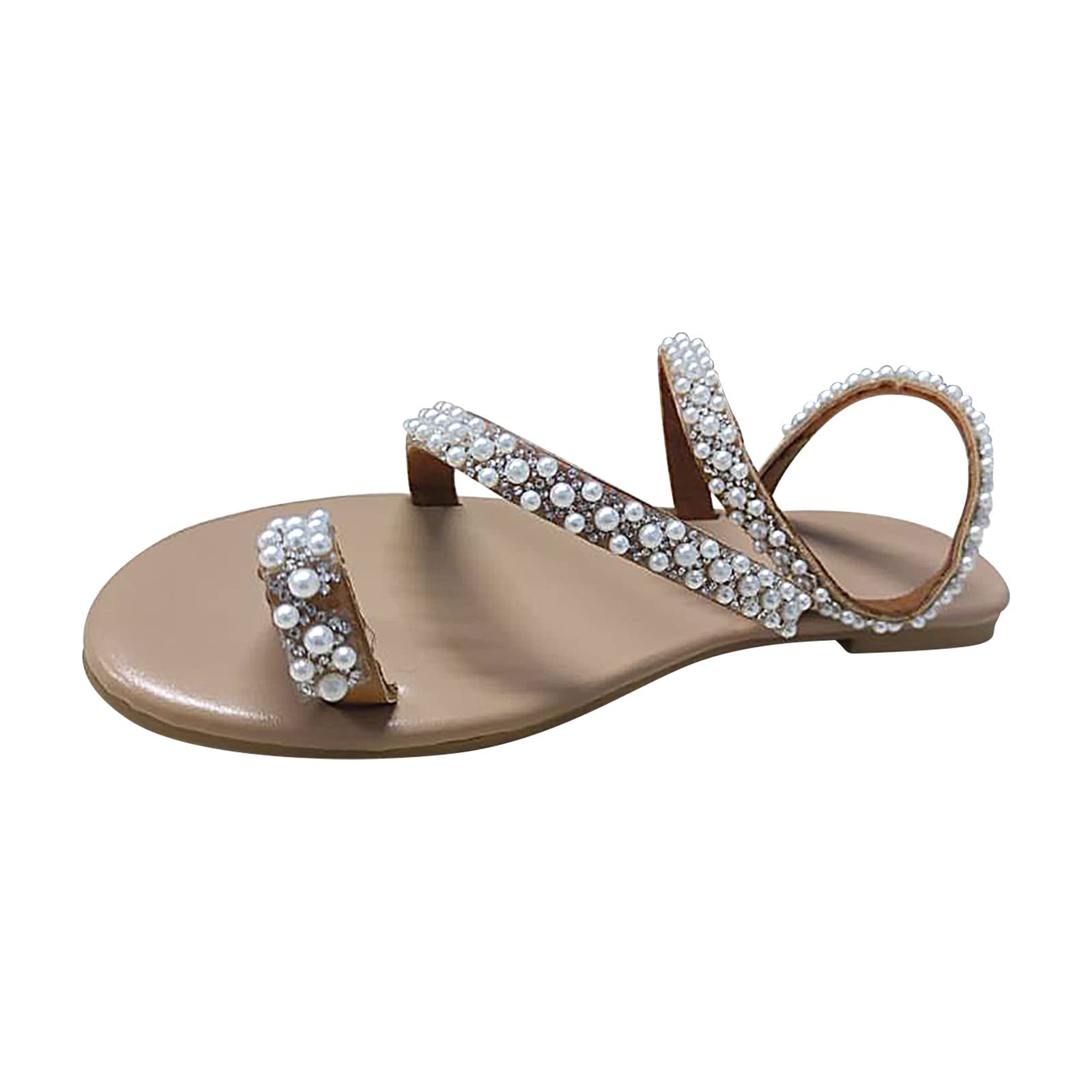 Stylish Women's Rhinestone Flat Sandals - Comfortable Casual Beach Shoes for Summer Vacation & Outdoor Wear | Perfect for Walking, Travel, and Beach Parties