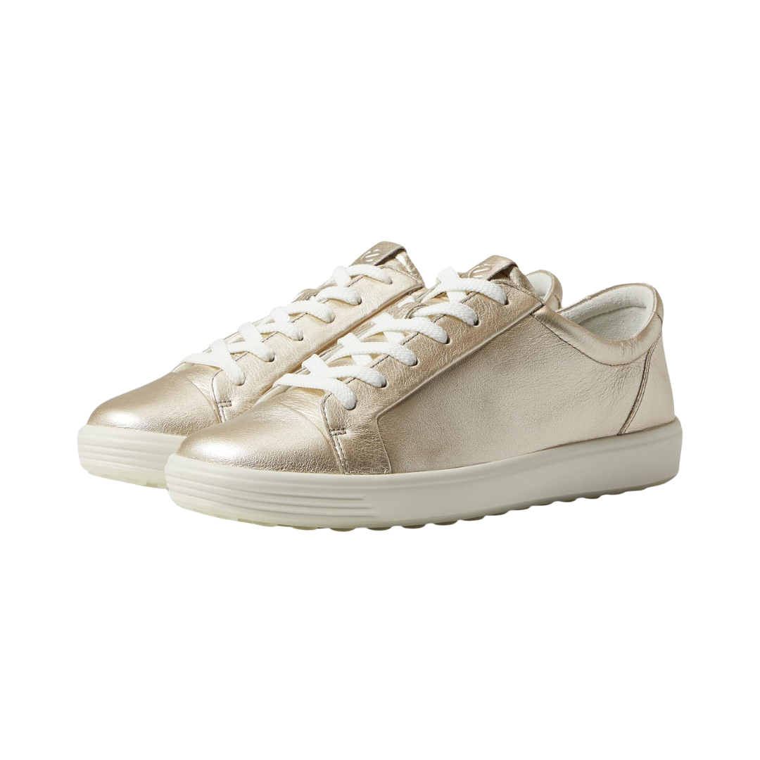 Women's Soft 7 Sneakers - Pure White & Gold Comfortable Walking Shoes for Women | Perfect for Casual Wear, Work & Daily Activities