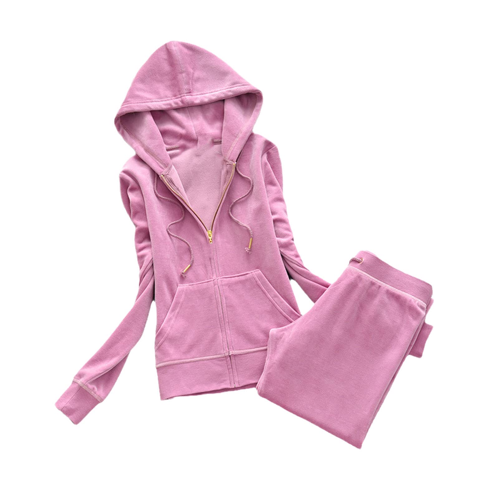Women's Velvet Tracksuit Set - Soft 2-Piece Sweatshirt & Sweatpants Outfit for Casual Wear, Jogging & Workout | Cozy Lounge & Gym Clothing