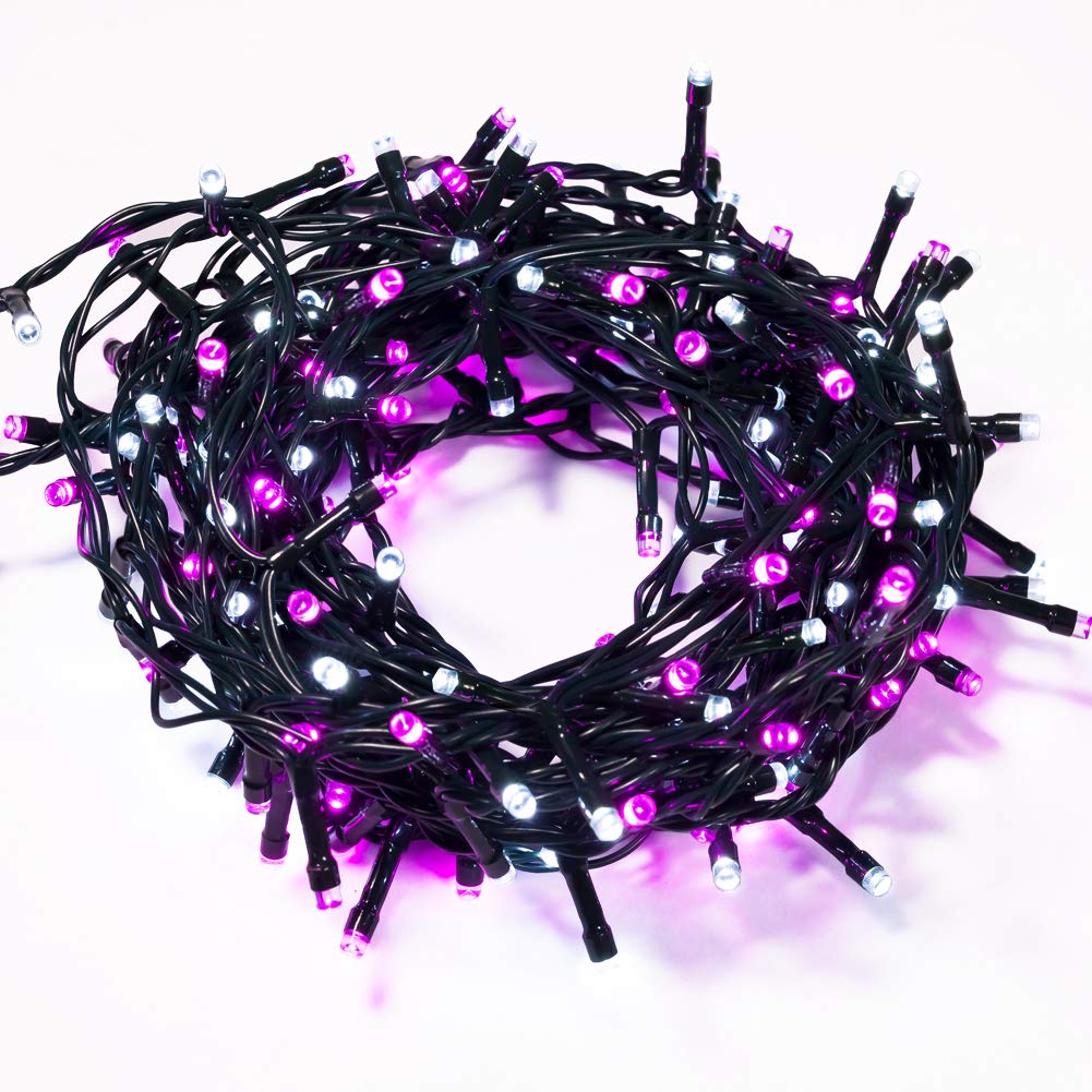 200 LED 43ft Pink & White String Lights - Outdoor/Indoor Fairy Twinkle Lights for Christmas, Wedding, Party Decor - Perfect for Tree, Room, Patio, Garden & More