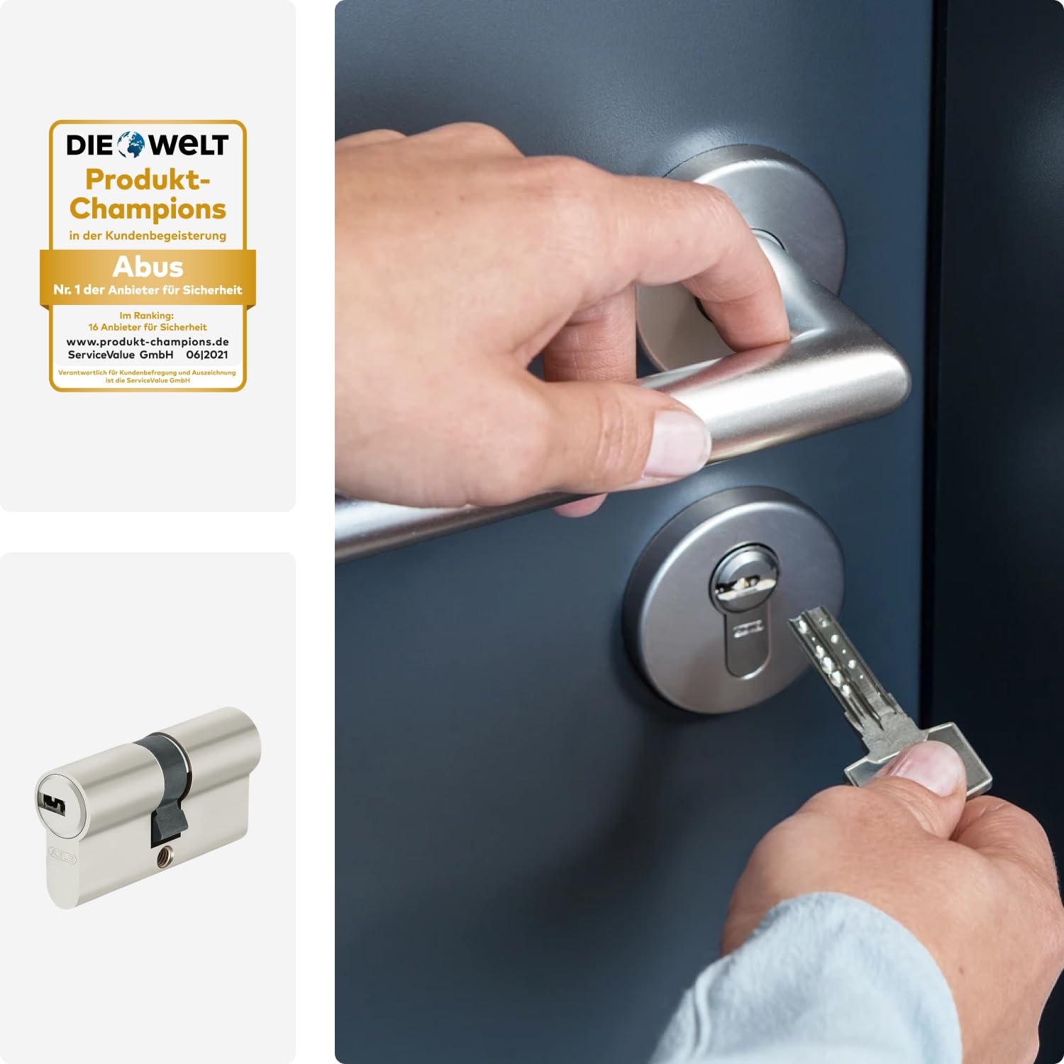 ABUS Profile Cylinder D6XNP 35/55 Double Cylinder Door Lock with 5 Keys & Code Card - High Security Front Door & Apartment Lock with Emergency & Danger Function - Ideal for Home, Office & Commercial Building Security