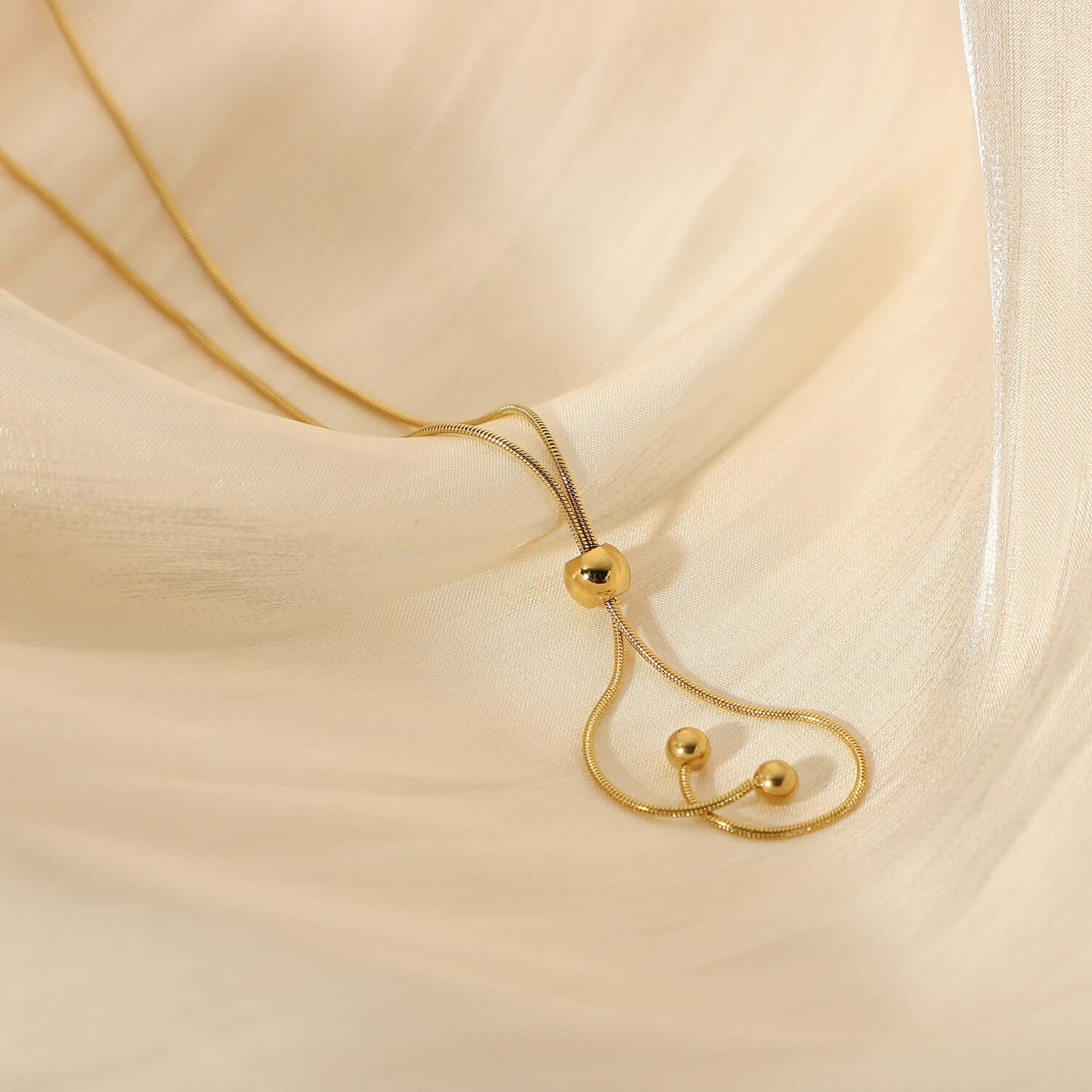 18K Gold Lariat Slider Chain Necklace for Women - Adjustable Length, Dainty & Elegant Jewelry Gift for Her - Perfect for Date Night, Wedding, Anniversary & Special Occasions