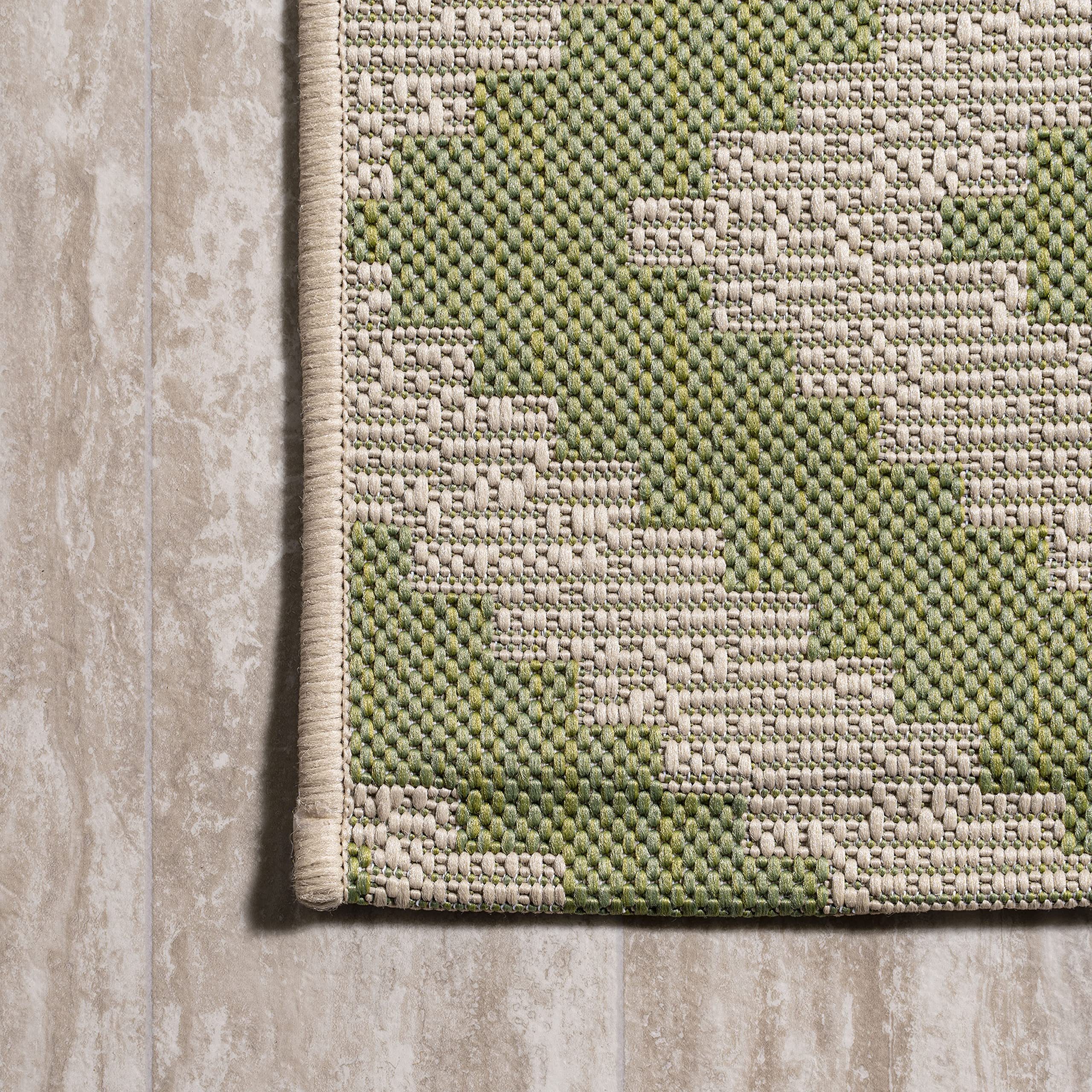Jonathan Y SMB116B-28 Sintra Diamond Tribal Indoor/Outdoor Area Rug - Bohemian Coastal Design, Easy Cleaning, Non-Shedding - 2' x 8' Green/Cream - Perfect for Bedroom, Kitchen, Backyard & Patio Decor