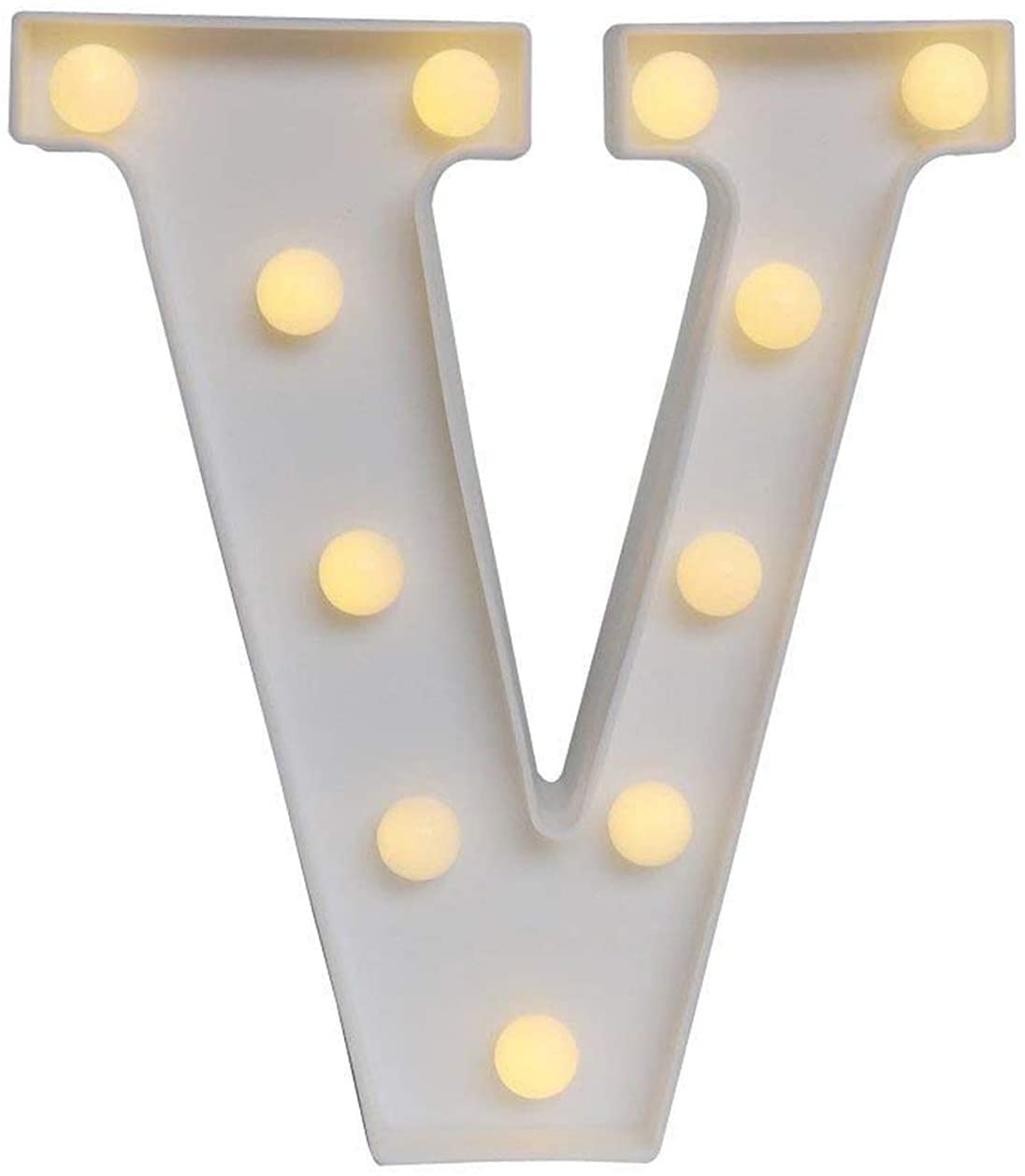 Sunnyglade White LED Marquee Alphabet & Number Lights - Party, Home, Bar & Wedding Decorations - Wall Letters for Birthday, Christmas & Nursery Room Lighting (Letter V)