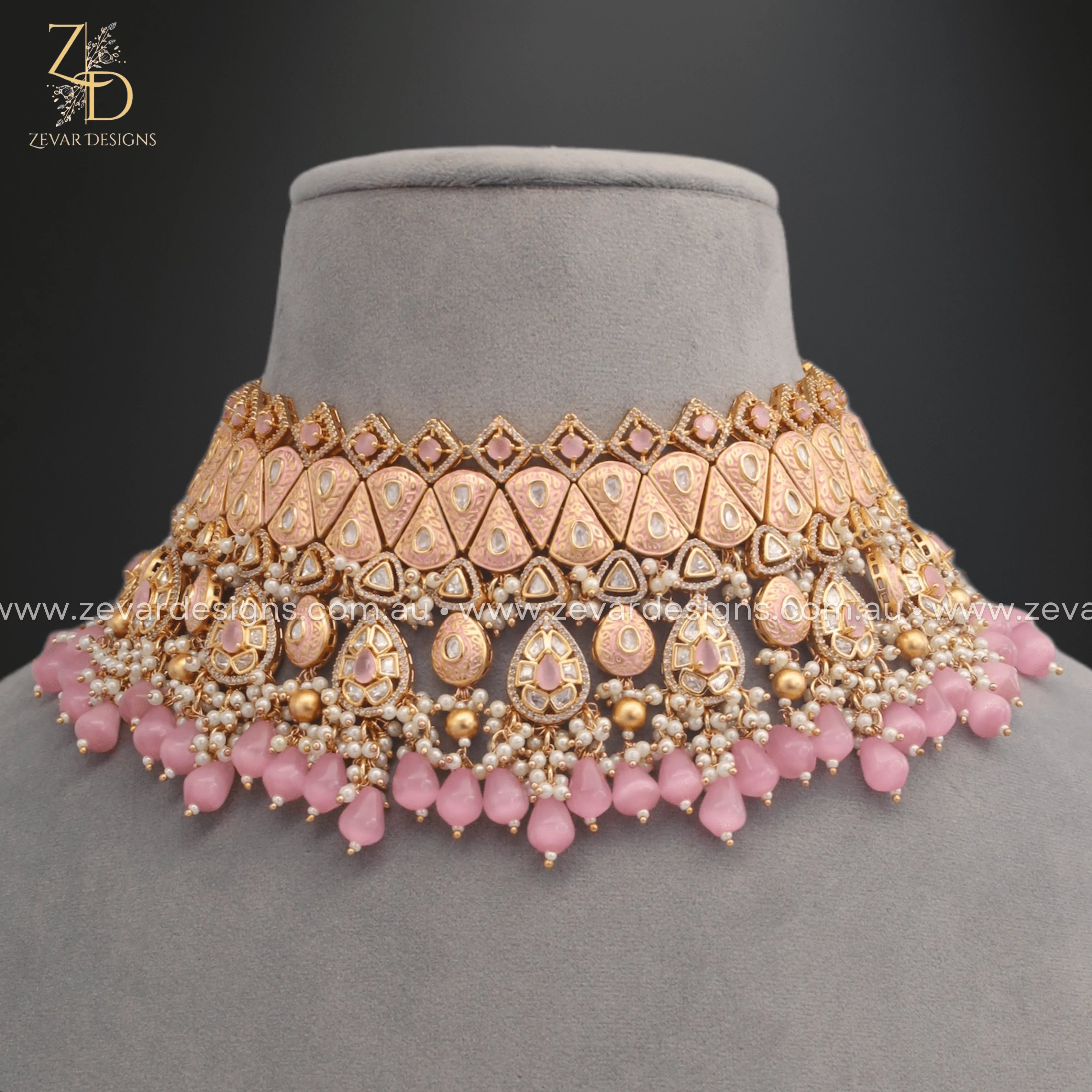 Exquisite Kundan Polki Choker Set with Matching Tikka - Traditional Indian Bridal Jewelry for Weddings & Festive Occasions