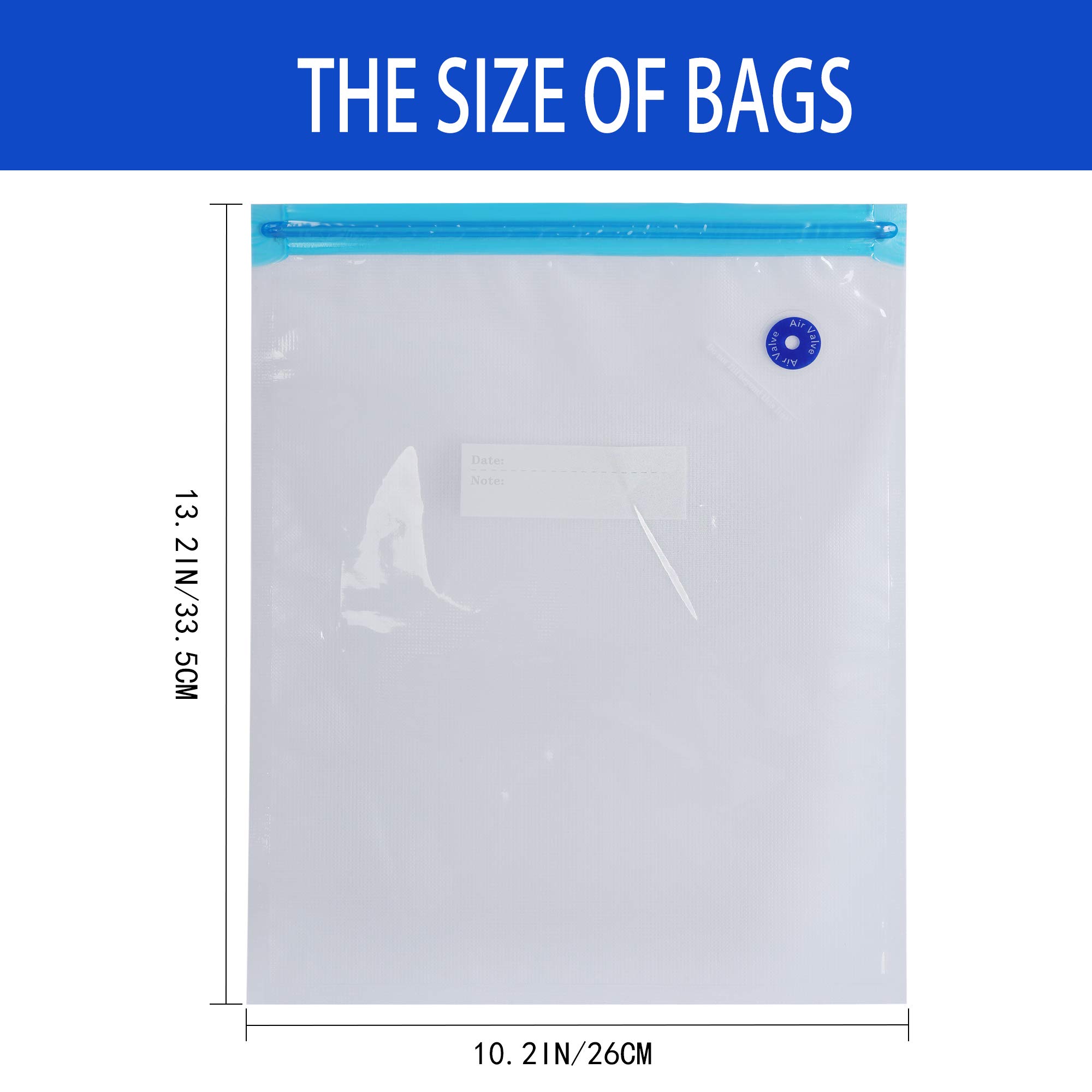 HESTIA 20-Pack Gallon Vacuum Storage Bags with Zipper - Clear Blue Plastic Food Saver Bags for Vacuum Sealer | Perfect for Meal Prep, Sous Vide & Long-Term Food Preservation