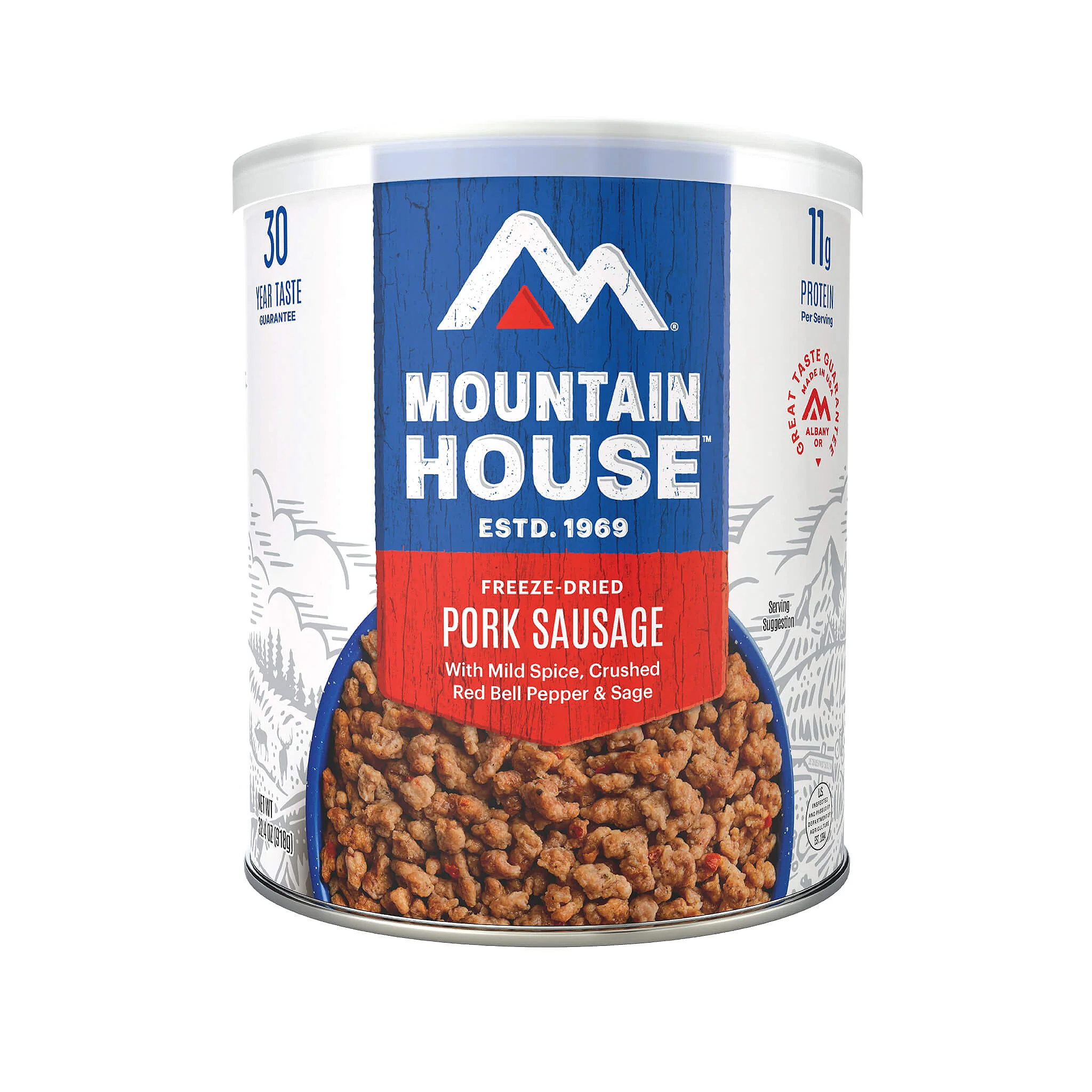 Mountain House Freeze Dried Pork Sausage - #10 Can (90 Servings) | Long Shelf Life Emergency Food | Perfect for Camping, Hiking & Emergency Preparedness