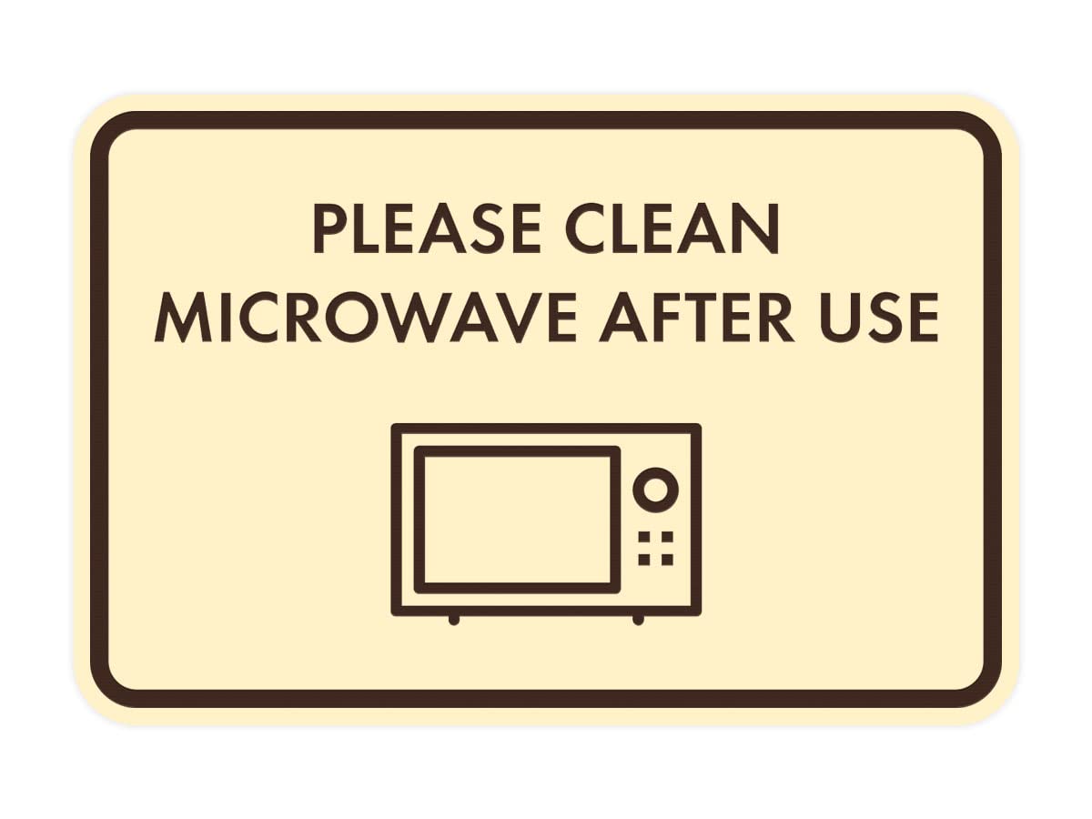 Vintage Please Clean Microwave After Use Sign - Classic Framed Kitchen Decor (Ivory/Dark Brown, Medium Size) - Perfect for Home, Office & Restaurant Microwave Areas