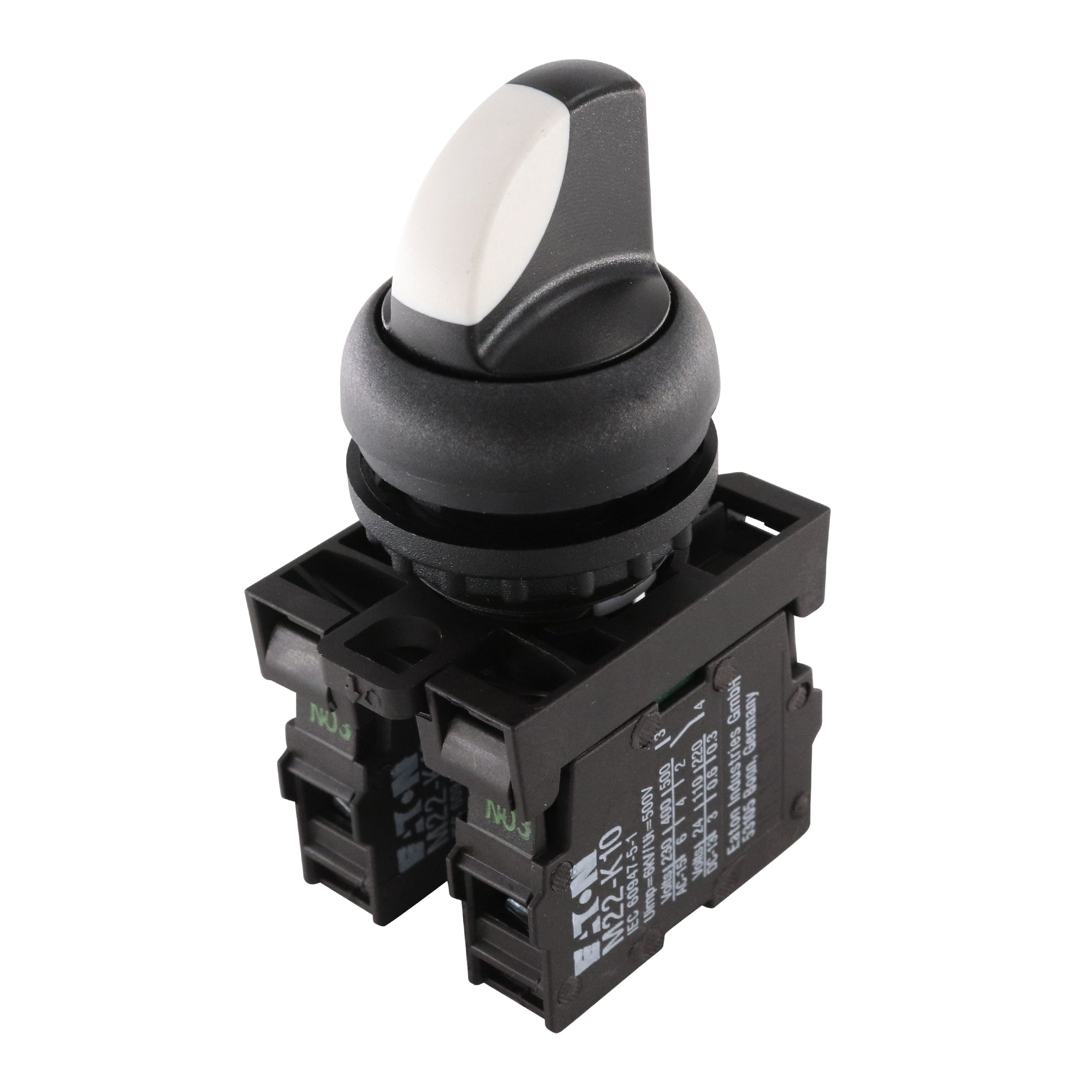 EATON M22S WRK3 K20 22mm Push Button Selector Switch Kit - 1NO/1NC Contact, Black/White - Perfect for Industrial Control Panels & Machinery Automation