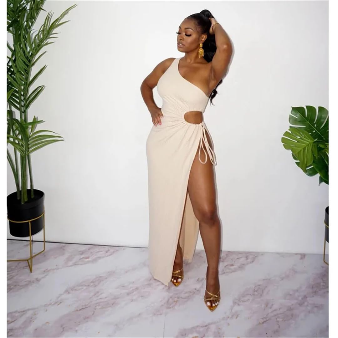 Sexy One Shoulder Sleeveless Bandage Dress for Women - Summer Hollow Out Party Dress for Nightclub, Cocktail & Evening Events