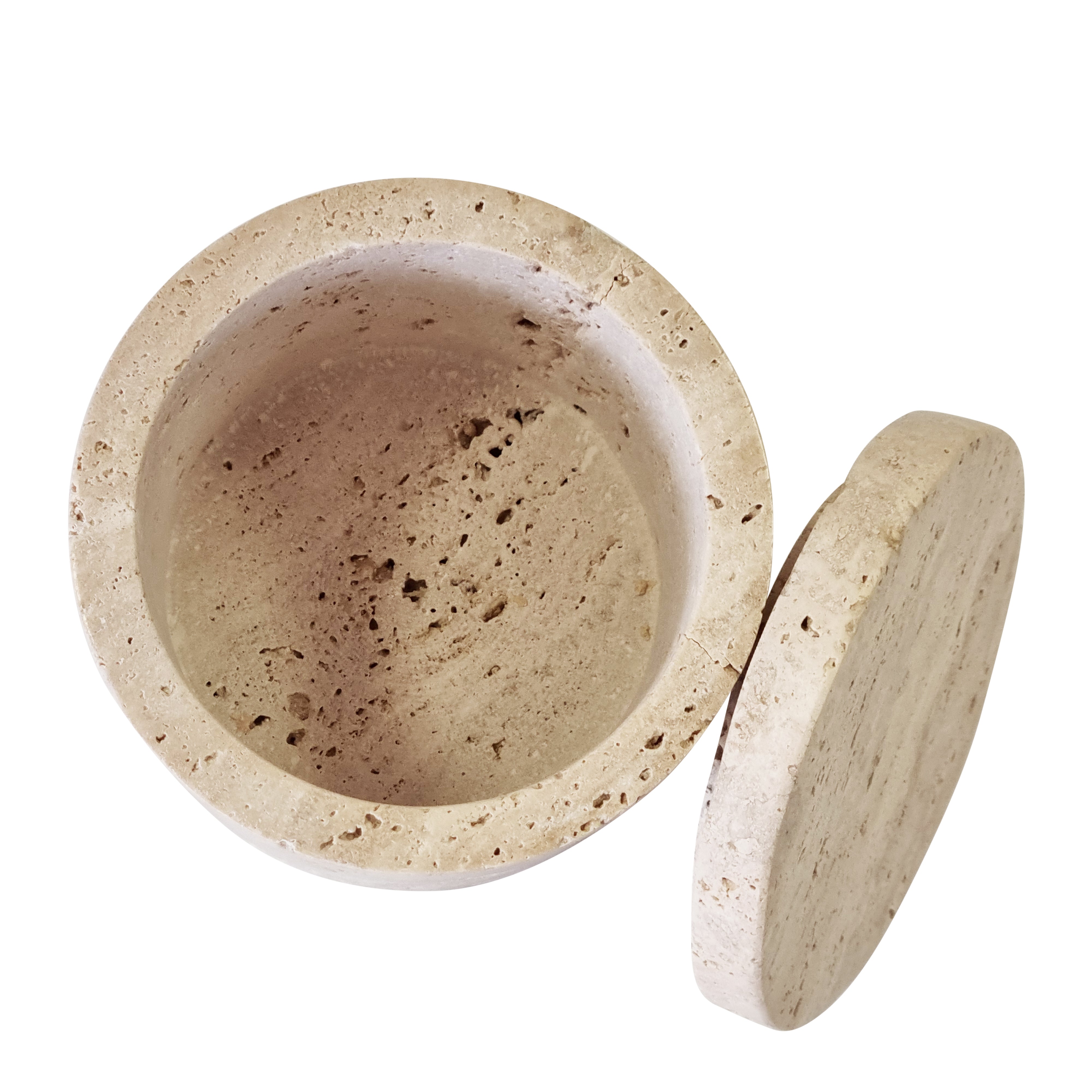 Maria Decorative Jar - 10x10x10cm Tall Travertine Marble Vase - Elegant Home Decor for Living Room, Dining Table & Office Display
