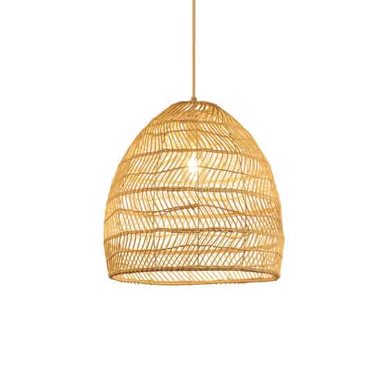 Roosinbor Handwoven Rattan Dome Pendant Light - Natural Boho Ceiling Lamp for Bedroom, Living Room & Patio Decor
