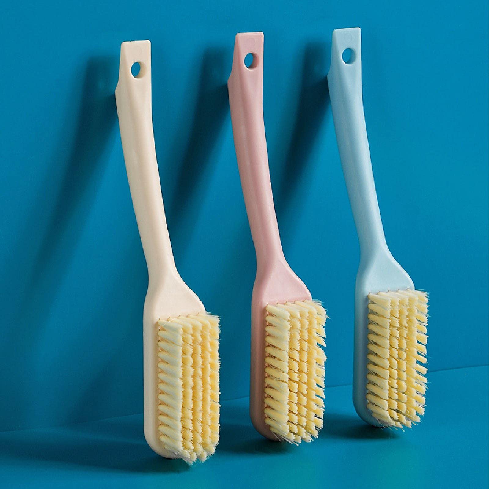 STEDOL Long Handle Soft Bristle Shoe Brush - Gentle Cleaning for Shoes, Clothes & Household Items - Non-Scratch Multi-Purpose Cleaning Brush for Sneakers, Boots & Delicate Fabrics (Blue) - Perfect for Shoe Care, Laundry & Home Cleaning