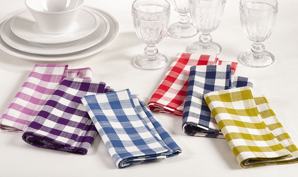 Fennco Styles Gingham Collection Farmhouse Plaid 100% Cotton Cloth Napkins, Set of 4 - Red Dinner Napkins for Brunches, Banquets, Special Events | Perfect for Farmhouse Decor, Wedding Receptions & Holiday Table Settings