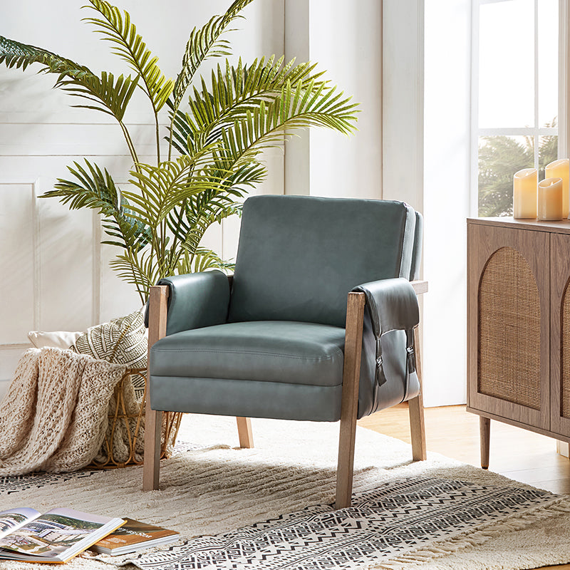 Kelly Vegan Leather Armchair - Modern PU Leather Accent Chair for Living Room, Bedroom & Office - Comfortable Mid-Century Style Lounge Chair with Sturdy Metal Legs - Perfect for Small Spaces, Apartments & Dorm Rooms