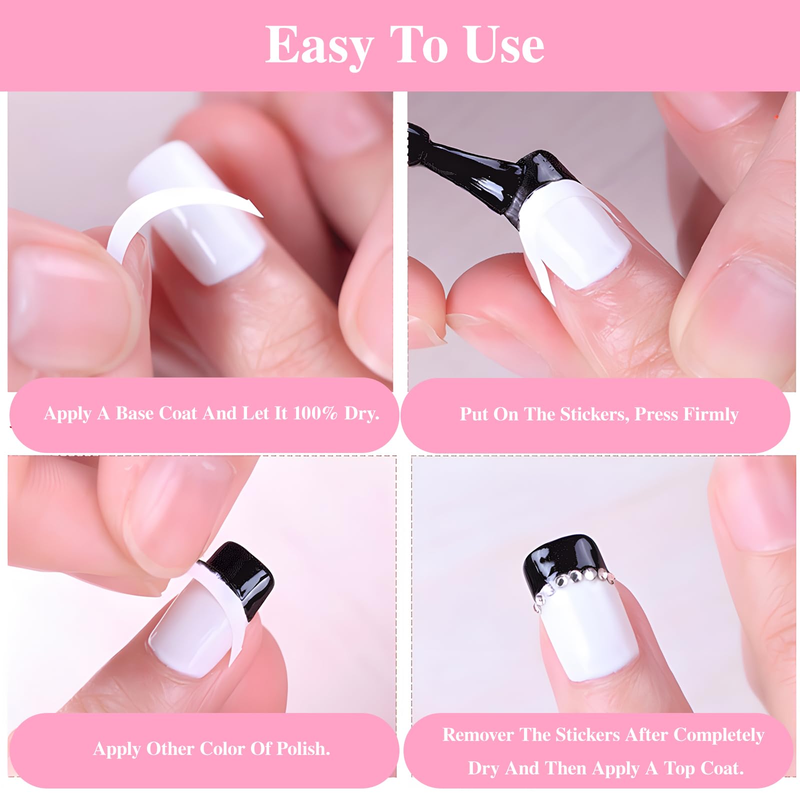 36 Sheets French Manicure Nail Art Stickers - 3 Elegant Designs Self-Adhesive Nail Tips | DIY French Tip Guide for Perfect Nail Lines | Ideal for Home Manicures, Salon Use & Nail Art Enthusiasts