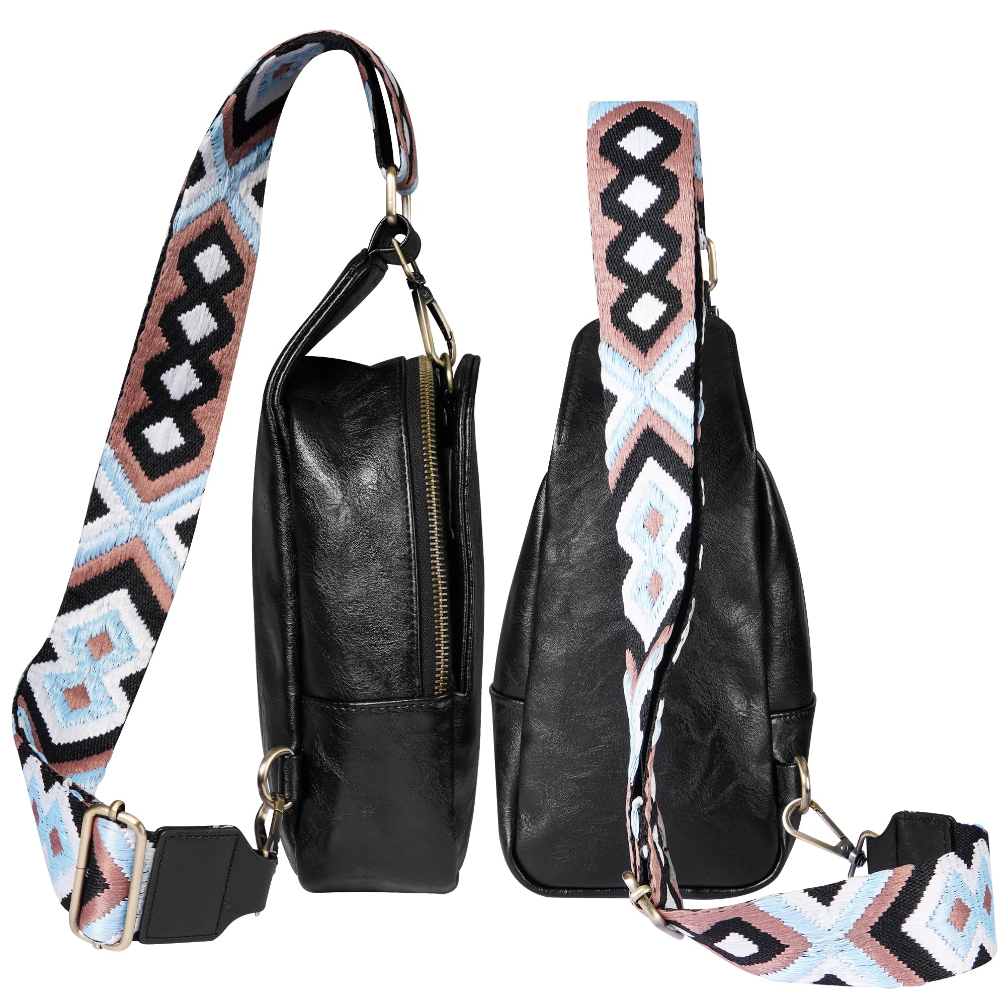 KFXFENQ Women's PU Leather Sling Bag - Small Crossbody Chest Backpack for Cycling, Travel & Daily Use | Lightweight & Multipurpose Shoulder Bag