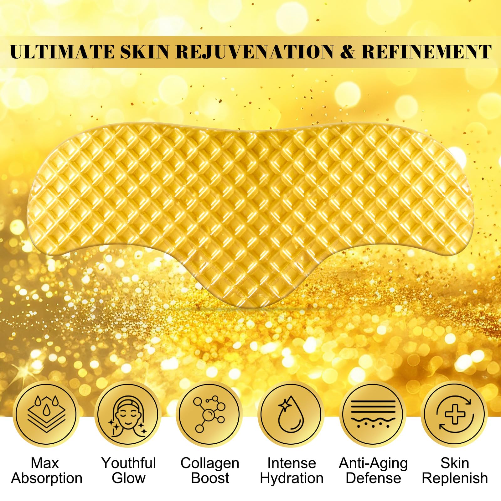24K Gold Forehead Wrinkle Patches - Anti-Aging Collagen Boosting Elasticity Pads for Women & Men (16pcs) - Reduce Frown Lines & Forehead Wrinkles for Smooth Skin | Perfect for Nighttime Skincare Routine & Daily Use