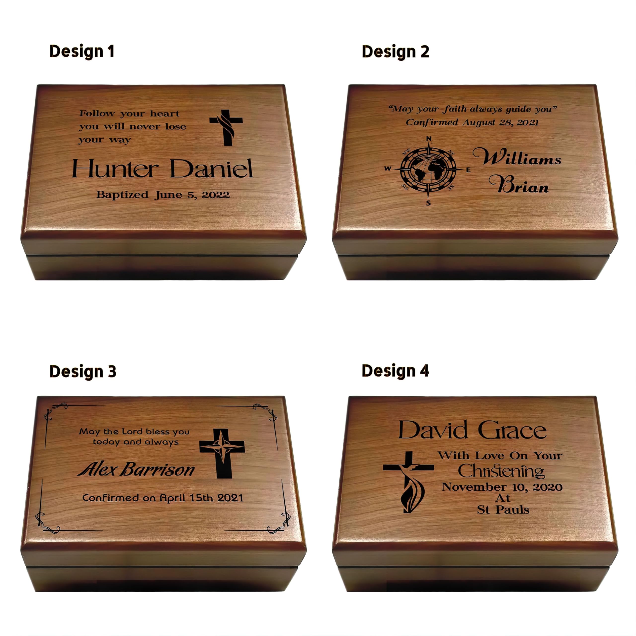 Personalized Baptism Keepsake Box - Wooden Confirmation Gift for Boys & Girls, First Communion Gift Set with Engraving - Catholic Sacrament Memory Box for Christening, Baby Dedication & Religious Milestones