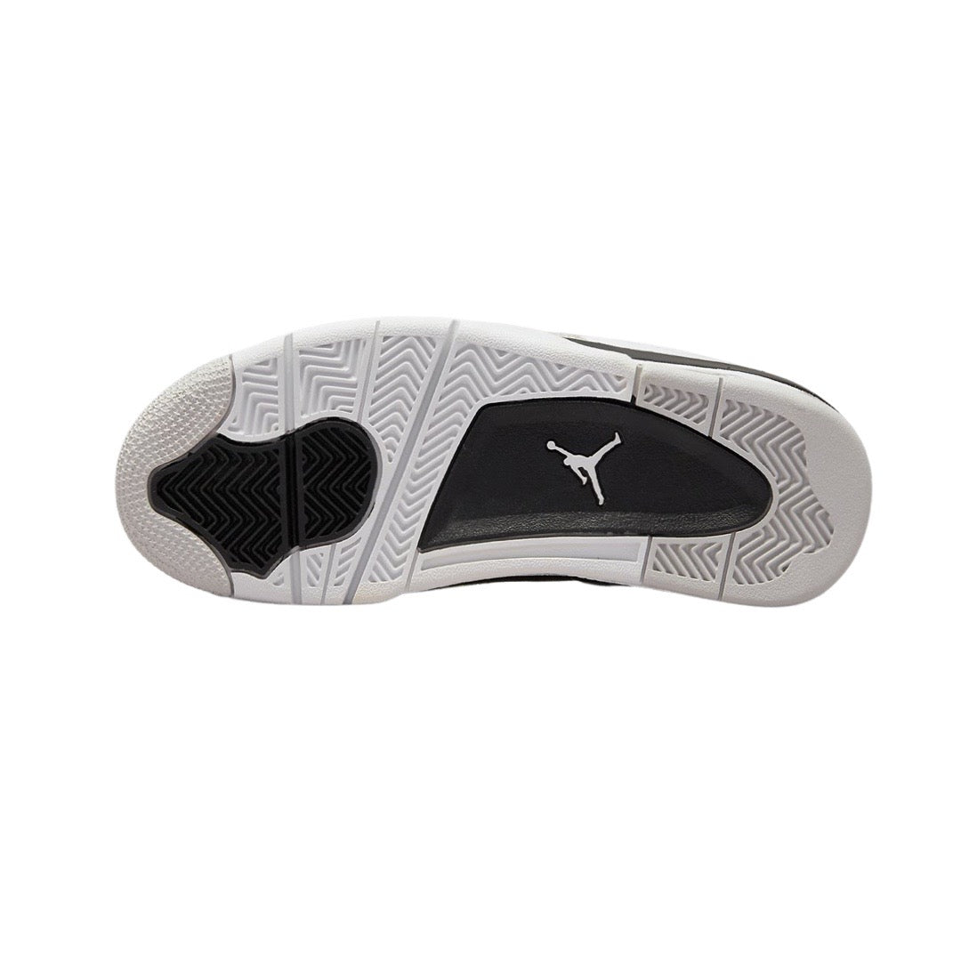 Air Jordan 4 Retro GS Sneakers - Military Black/White/Neutral Grey - Basketball Shoes for Women & Girls - Perfect for Court Play & Street Style Fashion