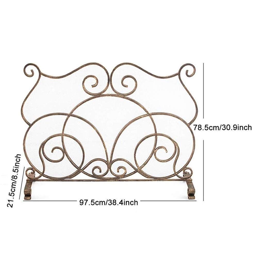Folding Fireplace Screen with Steel Mesh - Solid Wrought Iron Metal Fireplace Panel & Spark Guard Grate for Living Room & Bedroom Decor - Durable & Stylish for Home Safety & Cozy Ambiance