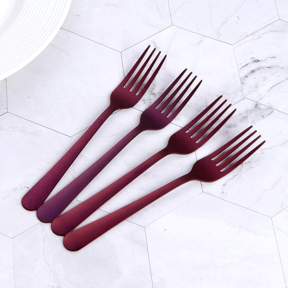 Premium 12-Piece Stainless Steel Dinner Forks Set - Elegant Purple Flatware for Family Dining, Restaurants, Weddings & Parties - Durable & Stylish Cutlery for Everyday Use & Special Occasions