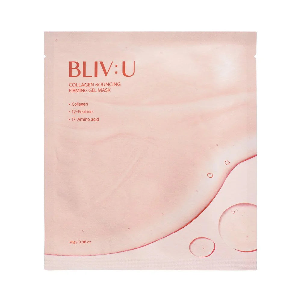 BLIV:U Collagen Bouncing Firming Gel Mask - 5 Pack for Hydrating & Anti-Aging - Perfect for Night Skincare Routine & Spa Days