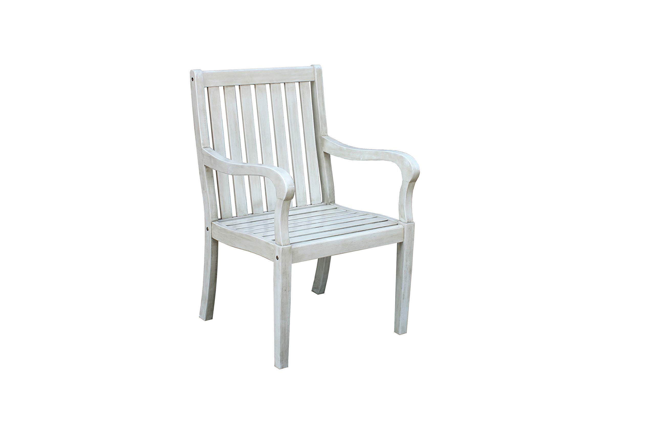 Pebble Lane Living Captains Dining Chairs Set of 2 - Light Gray Solid Wood with Rounded Arms & All-Weather Upholstery - Perfect for Kitchen, Dining Room, or Outdoor Patio Furniture