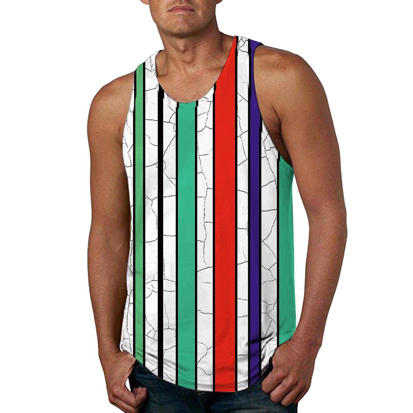 DPPA Men's Western Vest - Casual Sleeveless Printed Crew Neck Shirt for Hiking & Summer Wear | Lightweight Tank Top Blouse for Outdoor Activities and Daily Fashion
