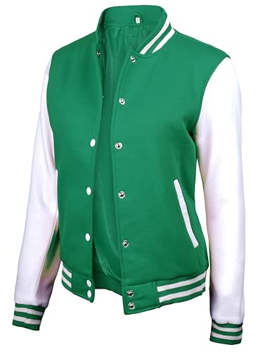 Womens Green and White Varsity Jacket