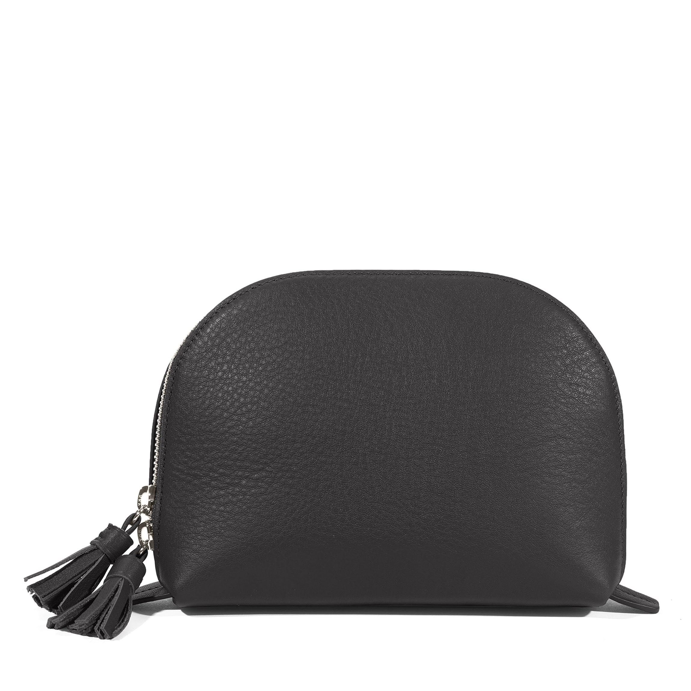 Leatherology Black Onyx Medium Clamshell Makeup Bag - Waterproof Cosmetic Organizer for Travel, Gym & Everyday Use - Perfect Makeup Pouch for Women & Teens