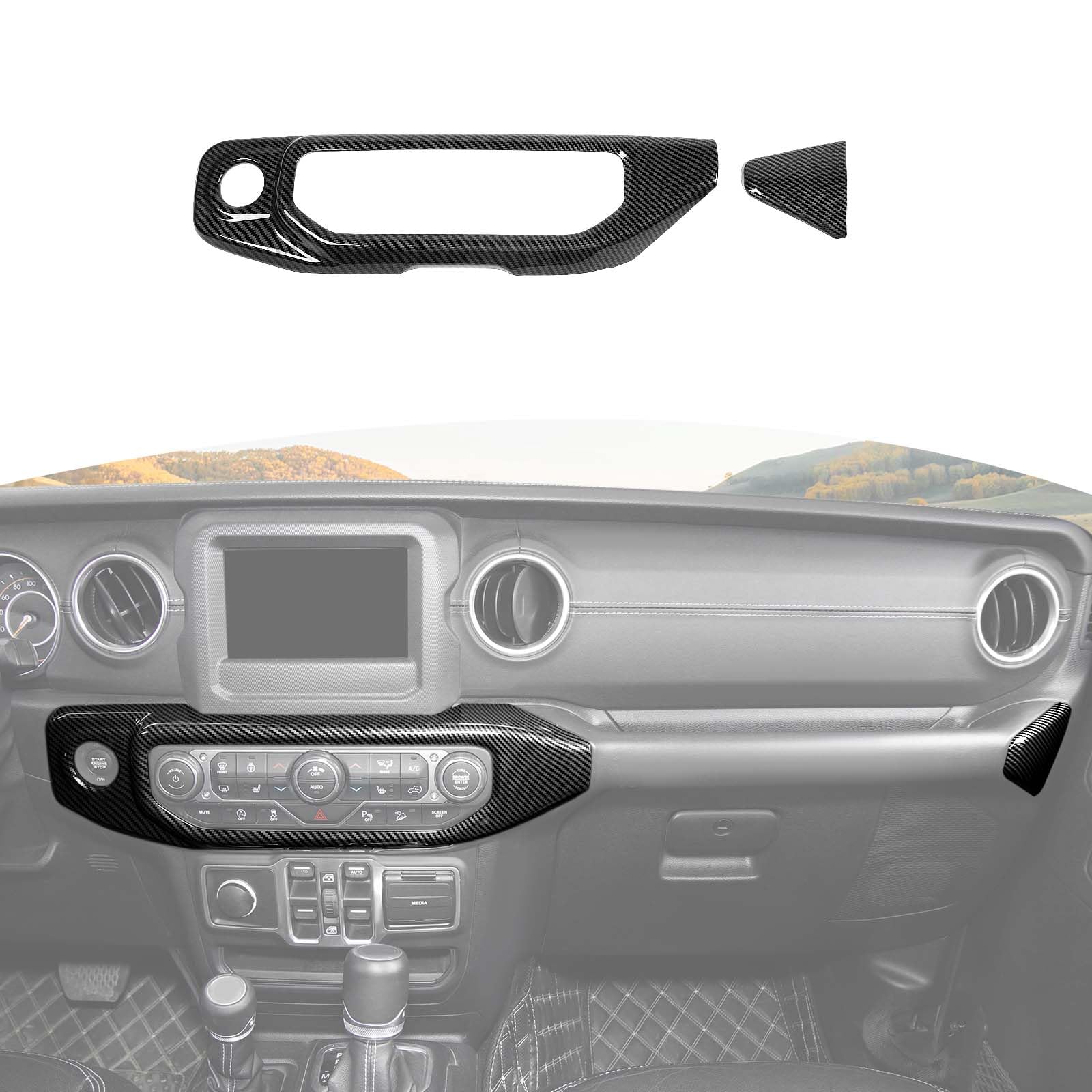 Carbon Fiber AC Control Panel Trim Cover for Jeep Wrangler JL JLU & Gladiator JT (2018-2023) - Interior Dash Upgrade Accessory | Perfect for Off-Roading & Custom Jeep Modifications