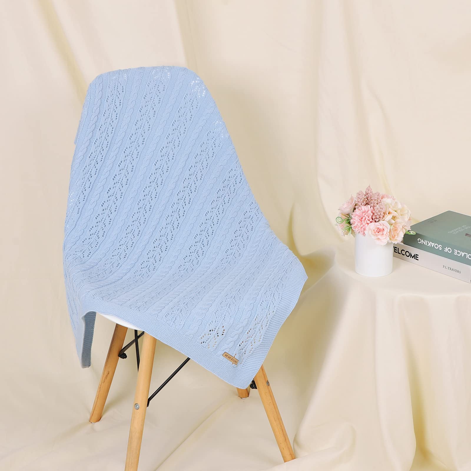 LAWKUL Soft Cotton Knitted Baby Blanket - 40x30 Inch Gender Neutral Crib Blanket for Boys & Girls | Cozy Toddler Security Blanket & Infant Swaddle | Perfect for Nursery, Stroller & Travel