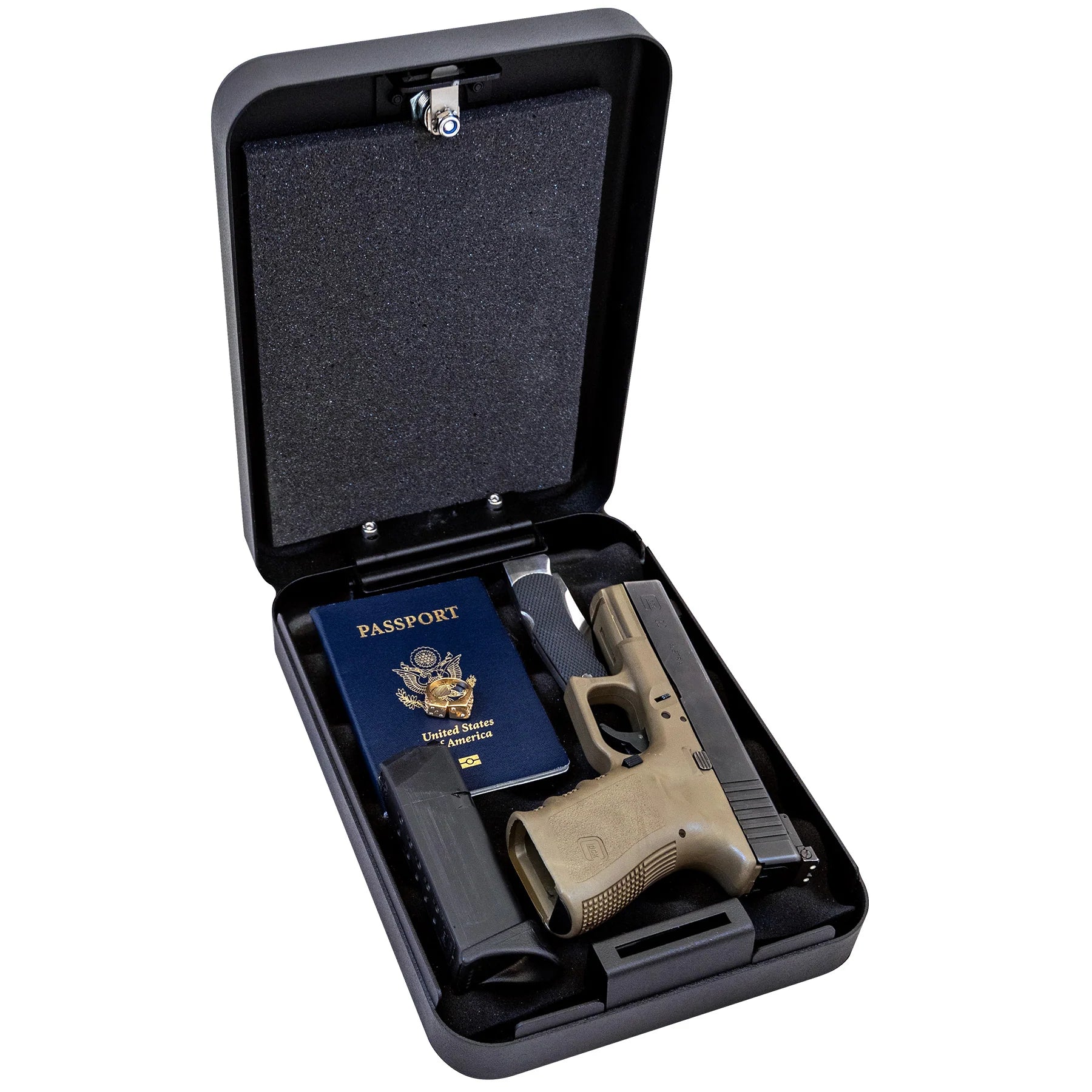 Liberty HDV 50 Key Lock Portable Handgun Safe - Secure Pistol Storage for Home, Car & Travel - Compact Gun Safe for Pistols, Revolvers & Valuables - Ideal for Nightstand, Vehicle & Personal Protection
