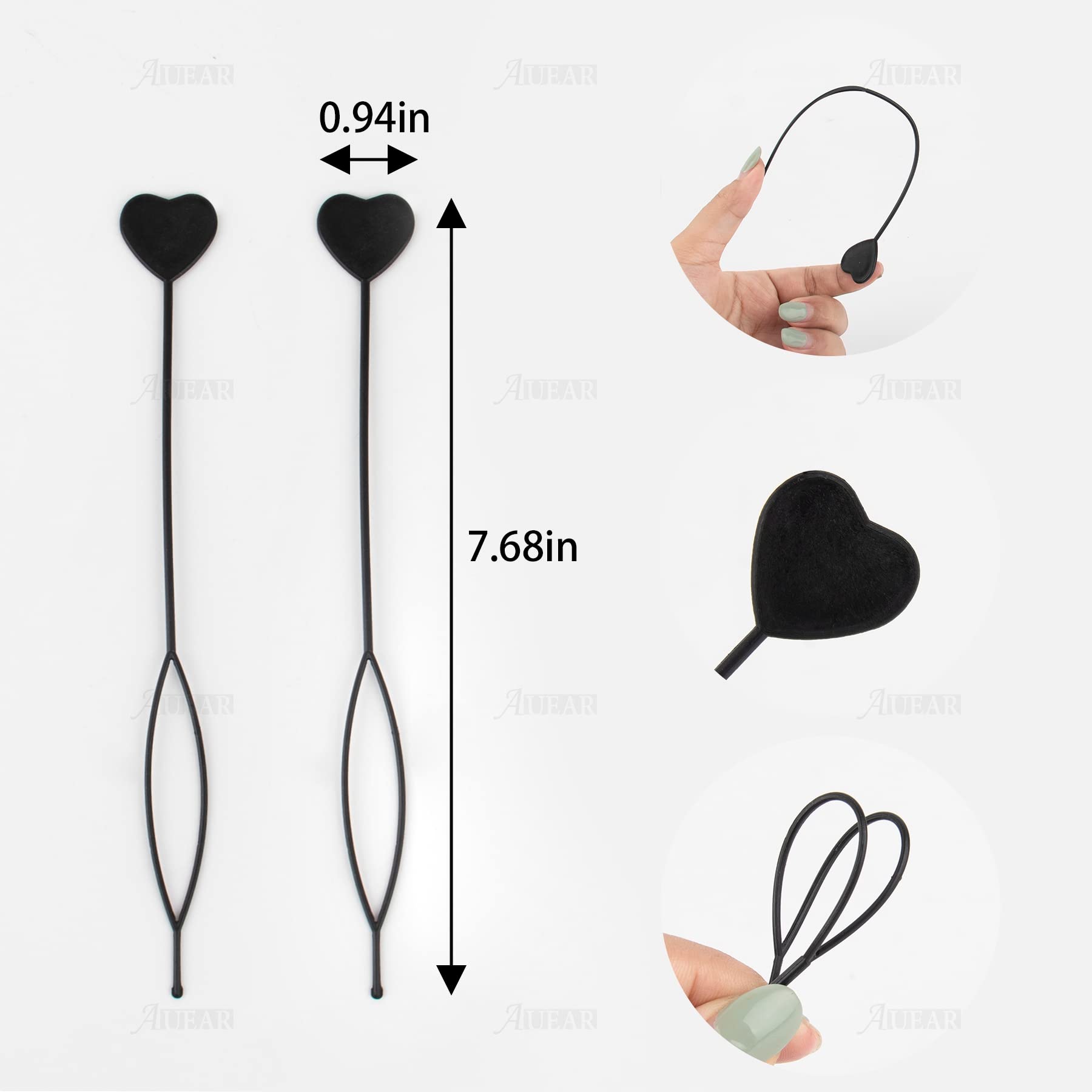 AUEAR 16-Pack Black Hair Beader Tool - Automatic Ponytail Maker & Styling Kit for Quick Bead Loading - Perfect for DIY Hair Accessories, Braiding, and Party Hairstyles