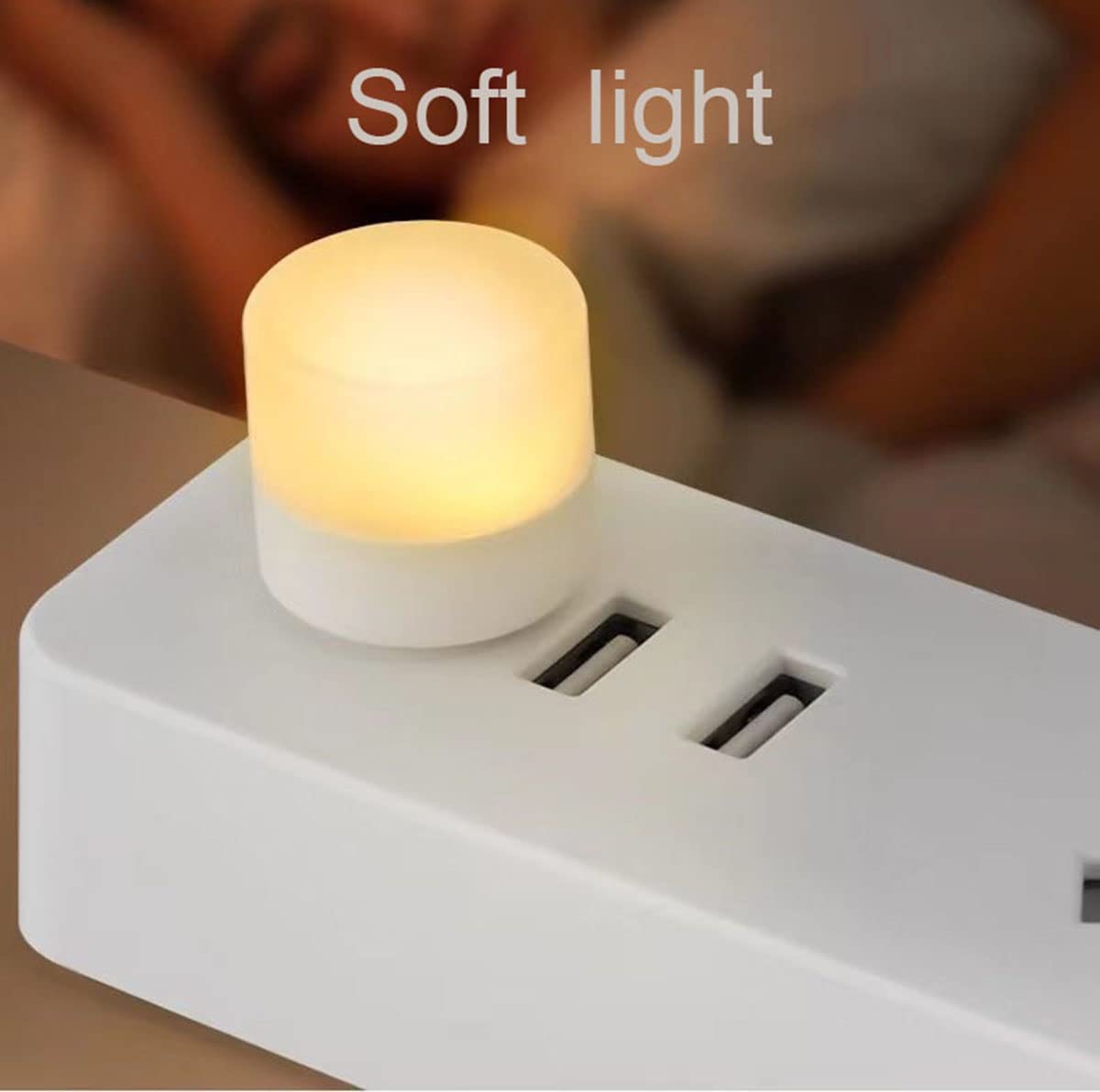 10 Pack USB LED Night Lights - Warm White for Bedroom, Bathroom & Nursery