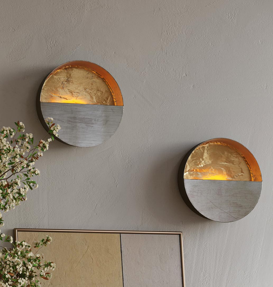 Handcrafted Gold Metal Wall Candle Holder Set of 2 - Elegant Tea Light Sconces for Living Room, Bathroom & Dining Room Decor | Perfect for Romantic Dinners, Spa Nights & Cozy Home Ambiance