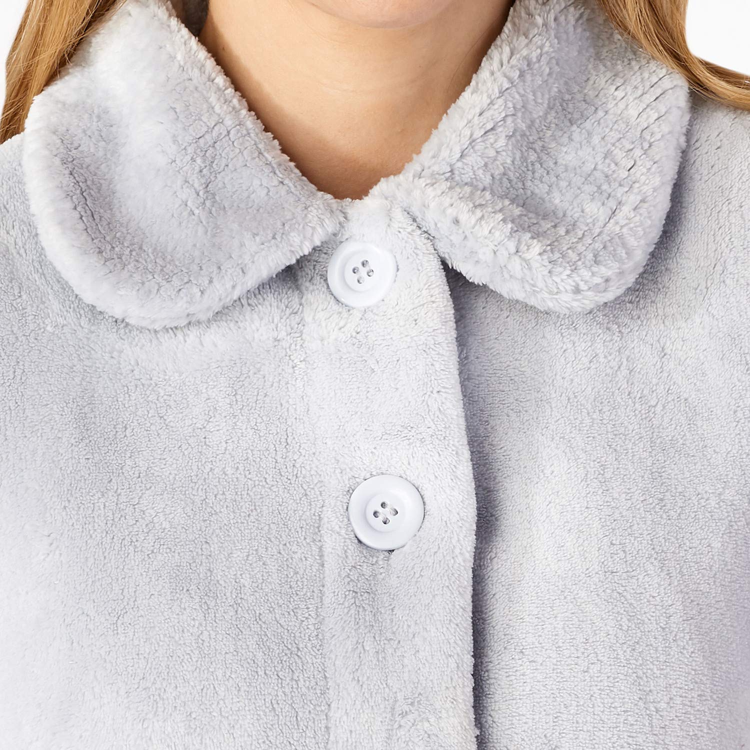 Slenderella Women's Coral Fleece Button Up Bed Jacket & Housecoat with Waffle Detail - Cozy Loungewear for Home Relaxation (Sizes Small to XXXL) - Perfect for Morning Coffee, Reading & Spa Nights