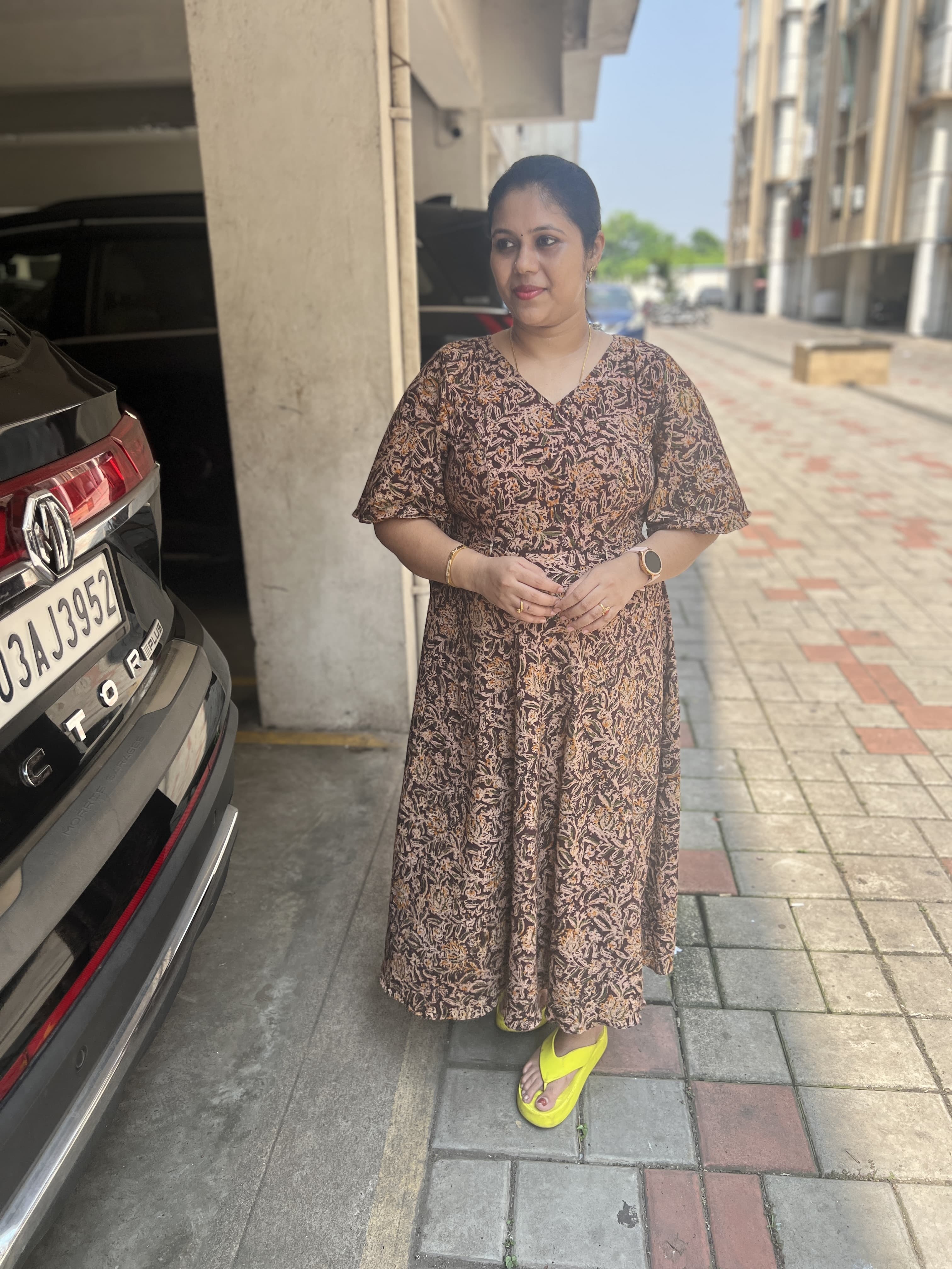 DD720 Kalamkari Cotton Dress for Women - Comfortable & Breathable Indian Traditional Dress for Casual Wear, Festivals & Summer Outfits