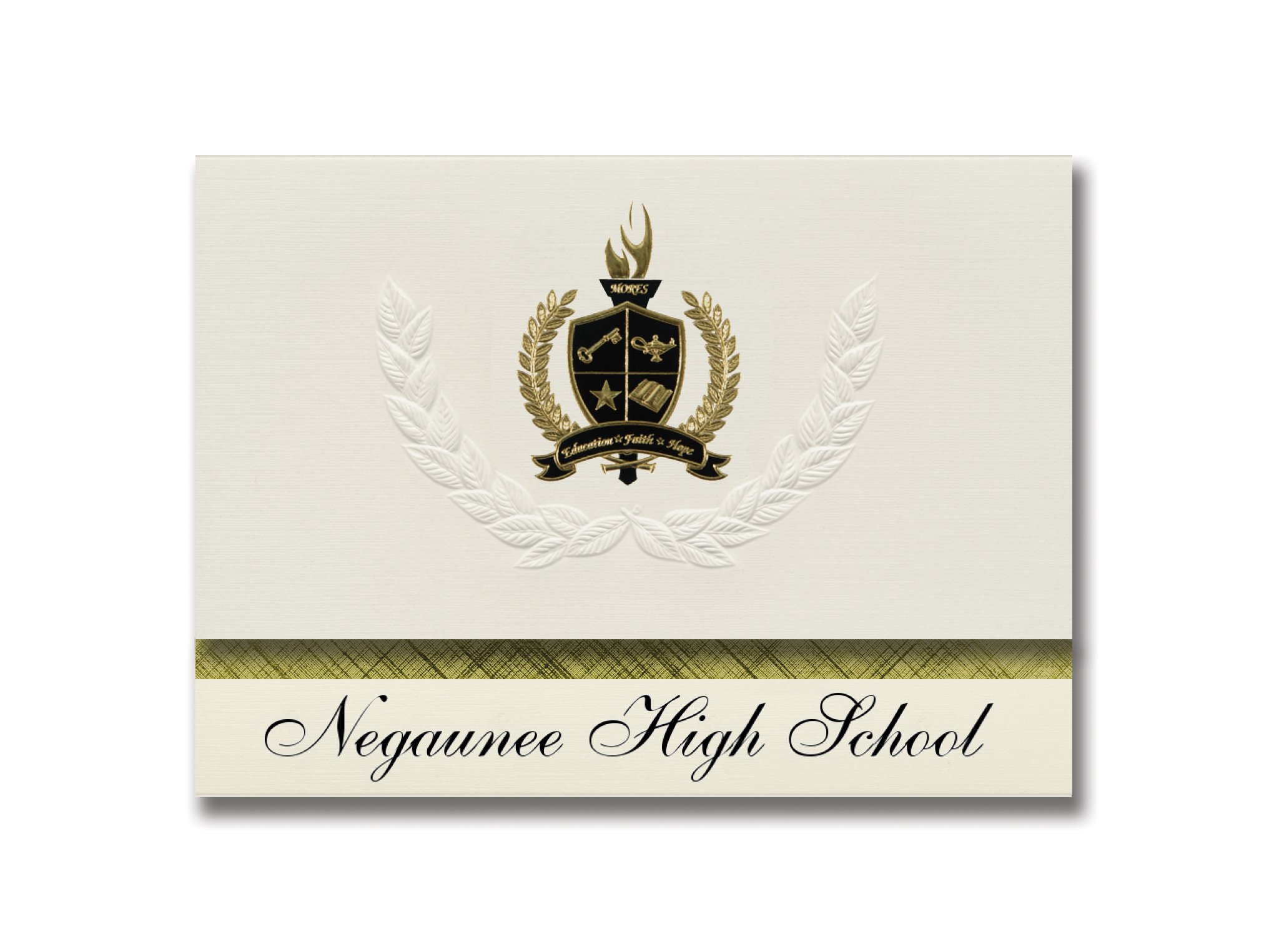 Negaunee High School Graduation Announcements - Presidential Style Elite Package of 25 with Gold & Black Metallic Foil Seal | Perfect for MI Graduates, Commencement Invitations & Senior Celebrations