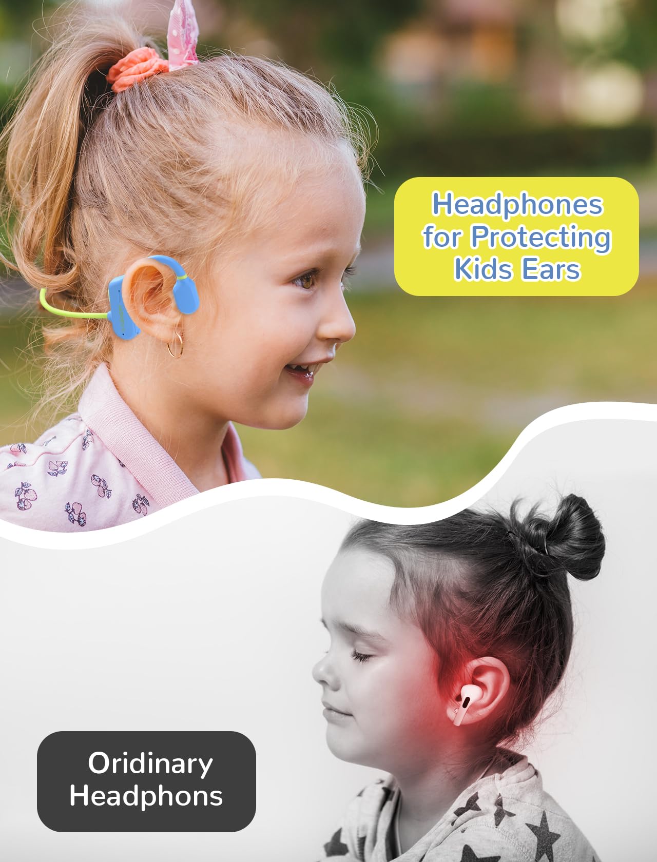 Wireless Kids Headphones 5.3 Bluetooth - Open Ear Air Conduction Headphones for Children, IPX5 Waterproof, Lightweight Design with Built-in Mic - Perfect for School, Home, Outdoor Activities & Online Learning (Blue)