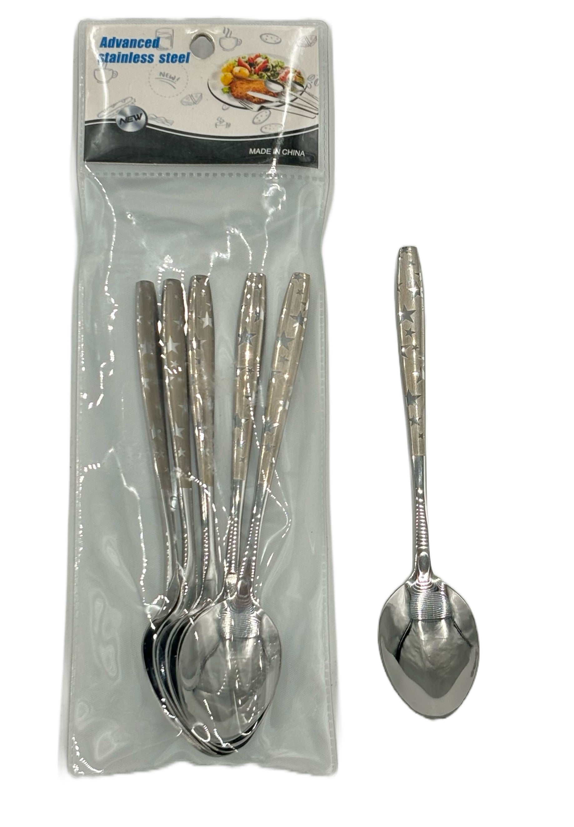 6-Piece Star Silver Tea Spoon Set - 100 Count Bulk Pack - Perfect for Restaurants, Cafes, and Tea Parties