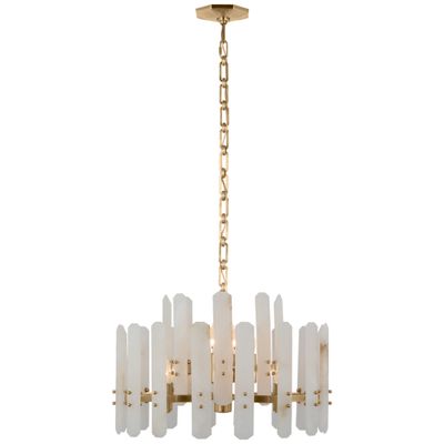 Aerin Bonnington Small Chandelier With Alabaster - Elegant Crystal Ceiling Light Fixture for Dining Room, Bedroom & Living Room Decor