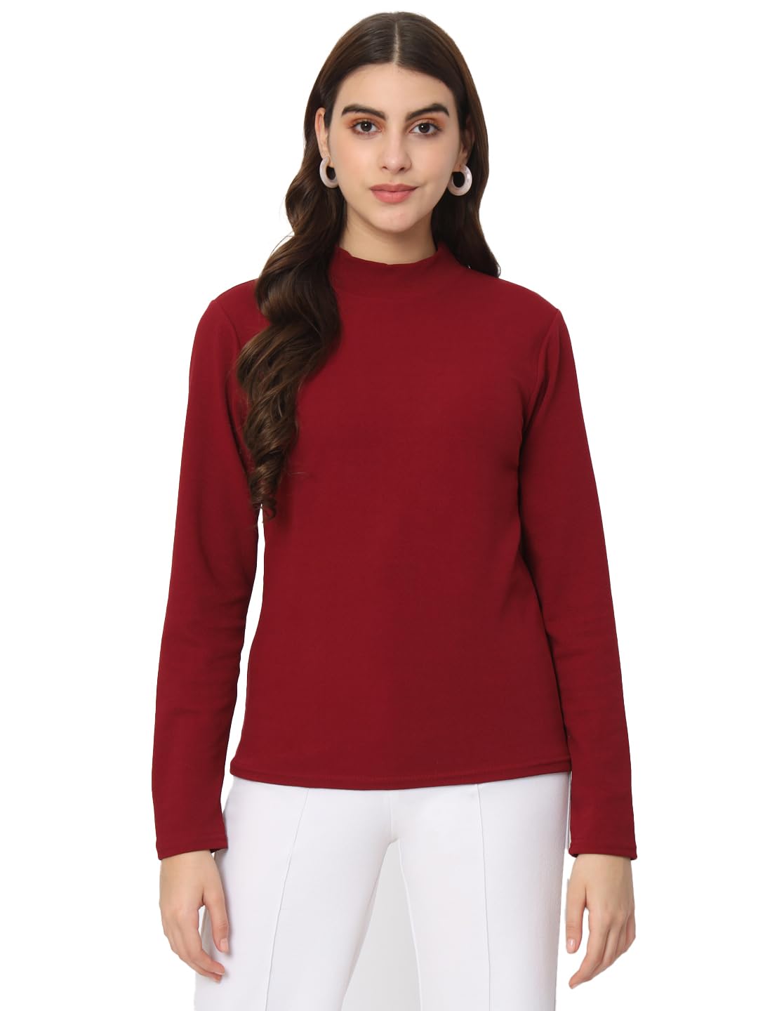 iStyle Can Solid High Neck Full Sleeve Stretchable Slim Fit Women's Top | Winter Warm Turtleneck Shirt for Women | Perfect for Office Wear, Casual Outfits & Cold Weather Layering