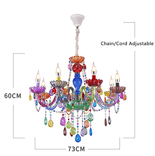 LITFAD Modern 8-Light Crystal LED Chandelier - Adjustable Chain Hanging Pendant Light for Kindergarten, Kids Room & Living Room | Energy-Efficient Decorative Ceiling Lighting for Home & Classroom Decor