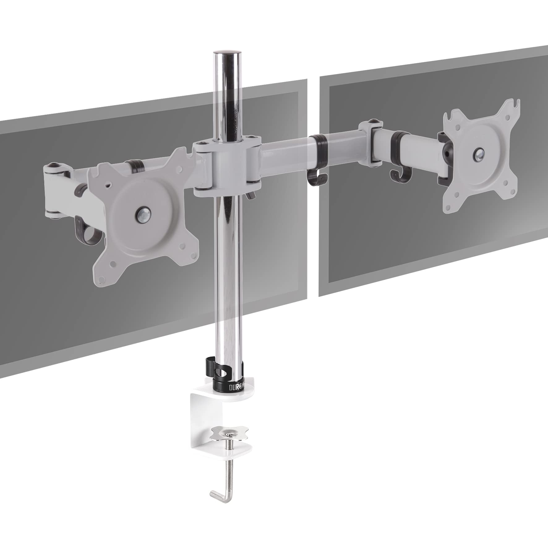Duronic DM252 WE Dual Monitor Stand - Adjustable White Twin Monitor Arm for 13-27