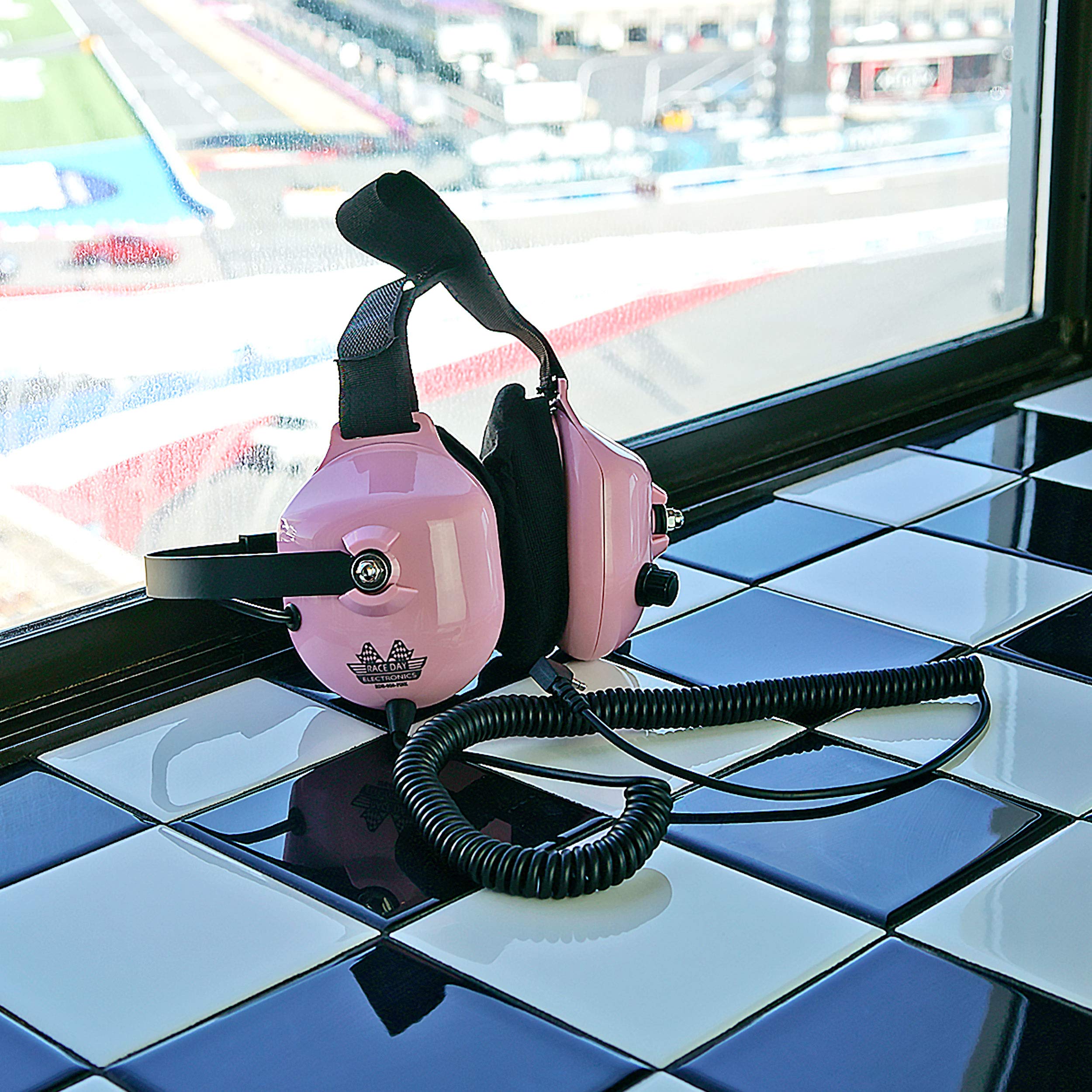 Noise-Reducing Race Scanner Headphones - Pink Wireless Earbuds for Motorsports, Aviation & Police Communications - RDE-058-PINK - Perfect for Racing Enthusiasts, Pilots & First Responders