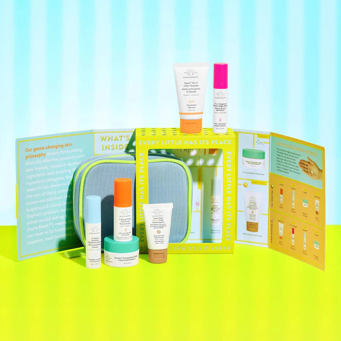 Drunk Elephant The Littles Travel Set - Skincare Cleanser & Moisturizer for On-the-Go Hydration | Perfect for Travel, Gym & Overnight Stays