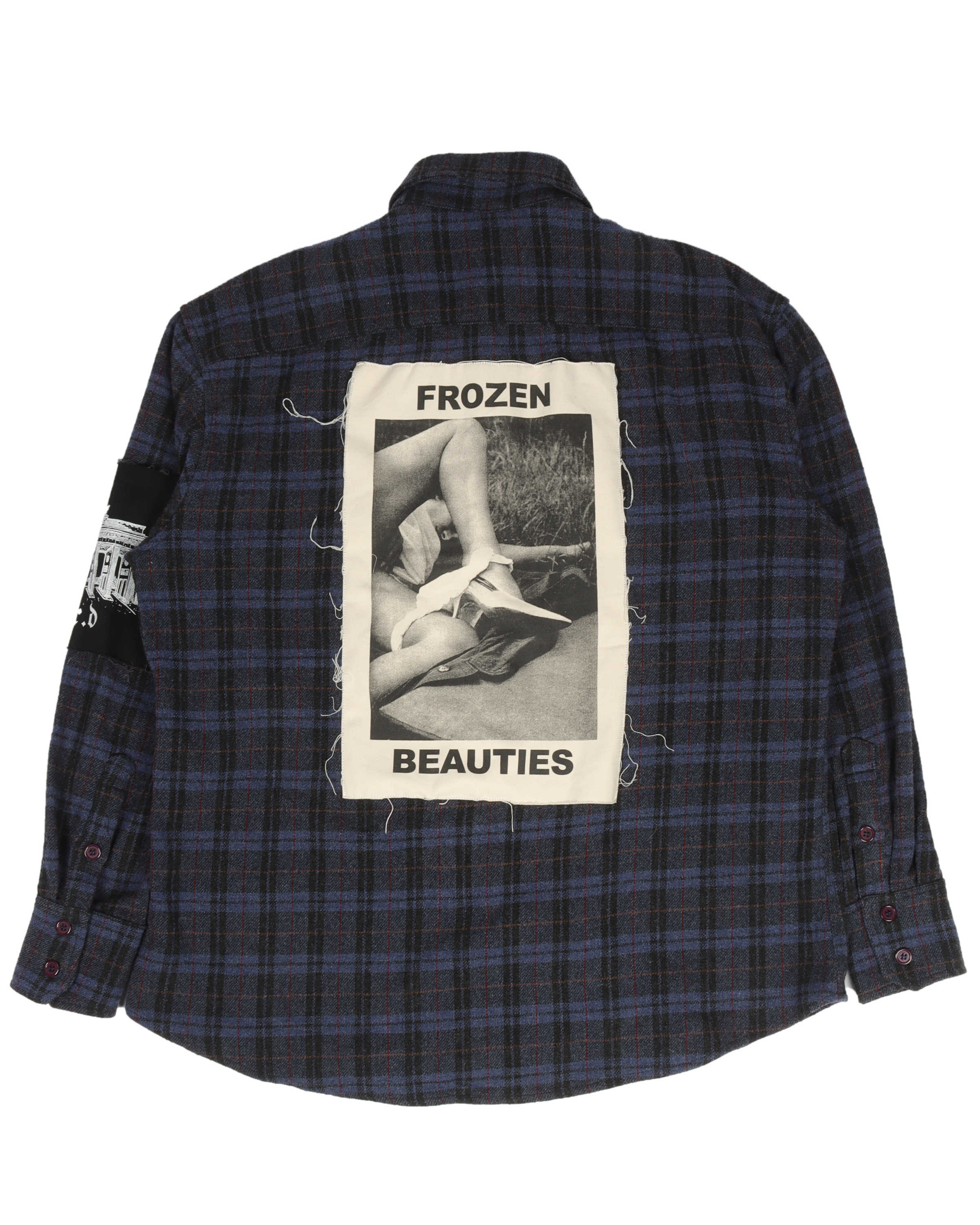 Frozen Beauties Patched Wool Flannel Shirt for Women - Cozy Winter Plaid Top with Unique Embroidery | Perfect for Outdoor Adventures, Casual Wear & Layering